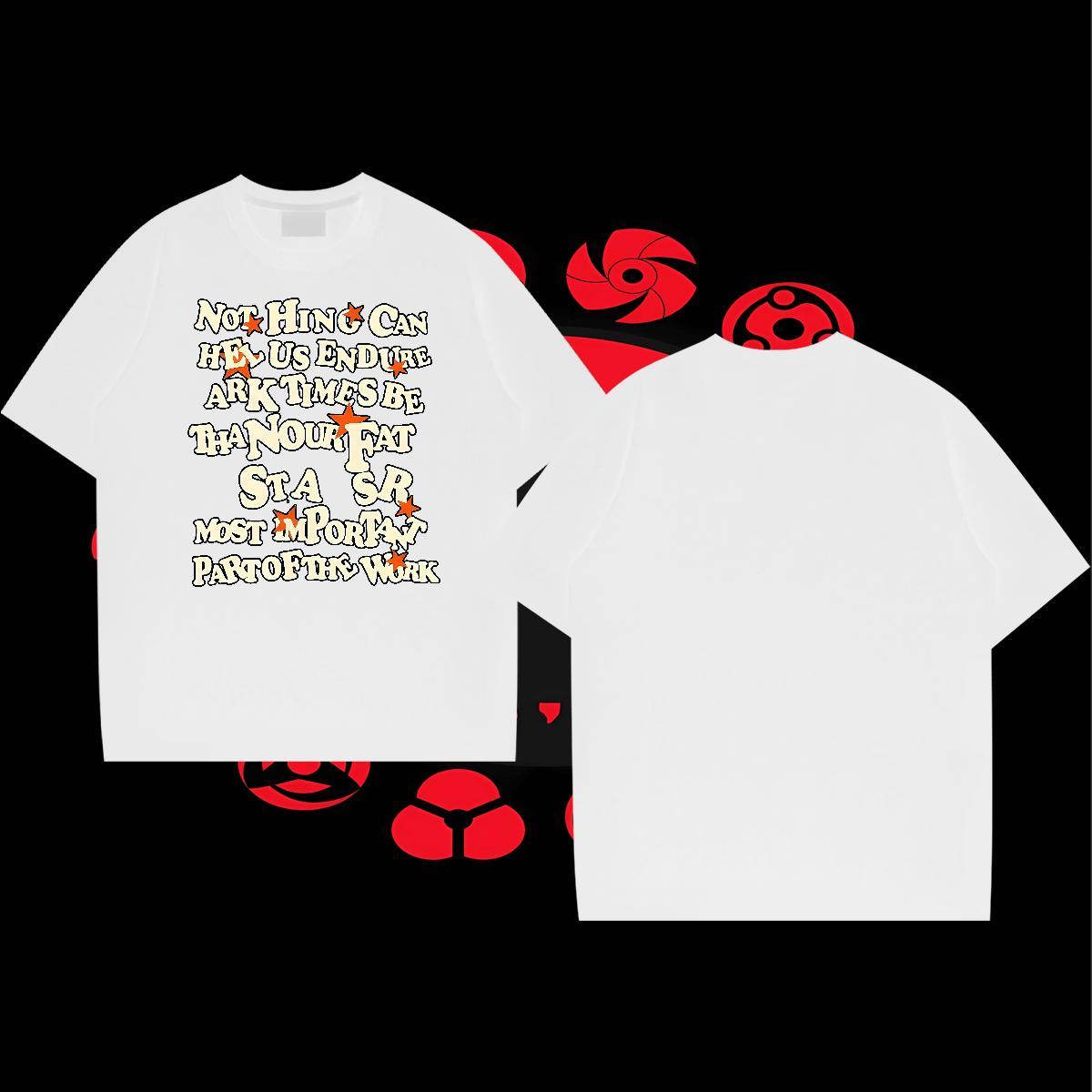 Free Shipping Mens Tshirts 100% Cotton 230g Casual Daily Wear letter Cartoon Print Breathable Short Sleeve Customized T shirt Clothings