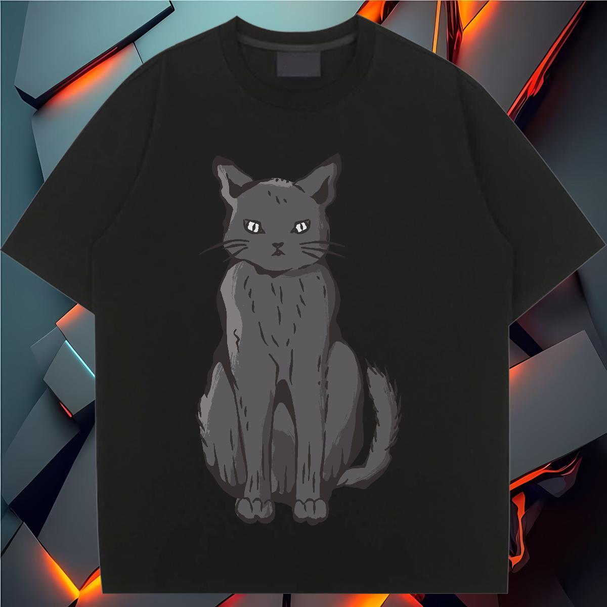 Wholesale Women T Shirts Short Sleeve O-Neck Unisex Tshirts Customized Print cat Hip Hop 230g Pure Cotton 2024 Casual Clothings