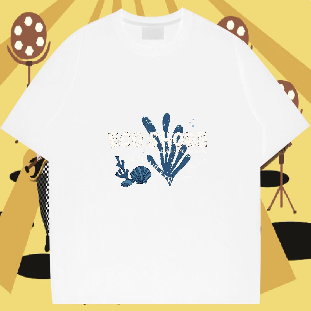 Fashion Casual T Shirts Men 230g Pure Cotton tree Daily Outfit Wear Short Sleeve Soft Wholesale Couples T Shirts White Plus Size