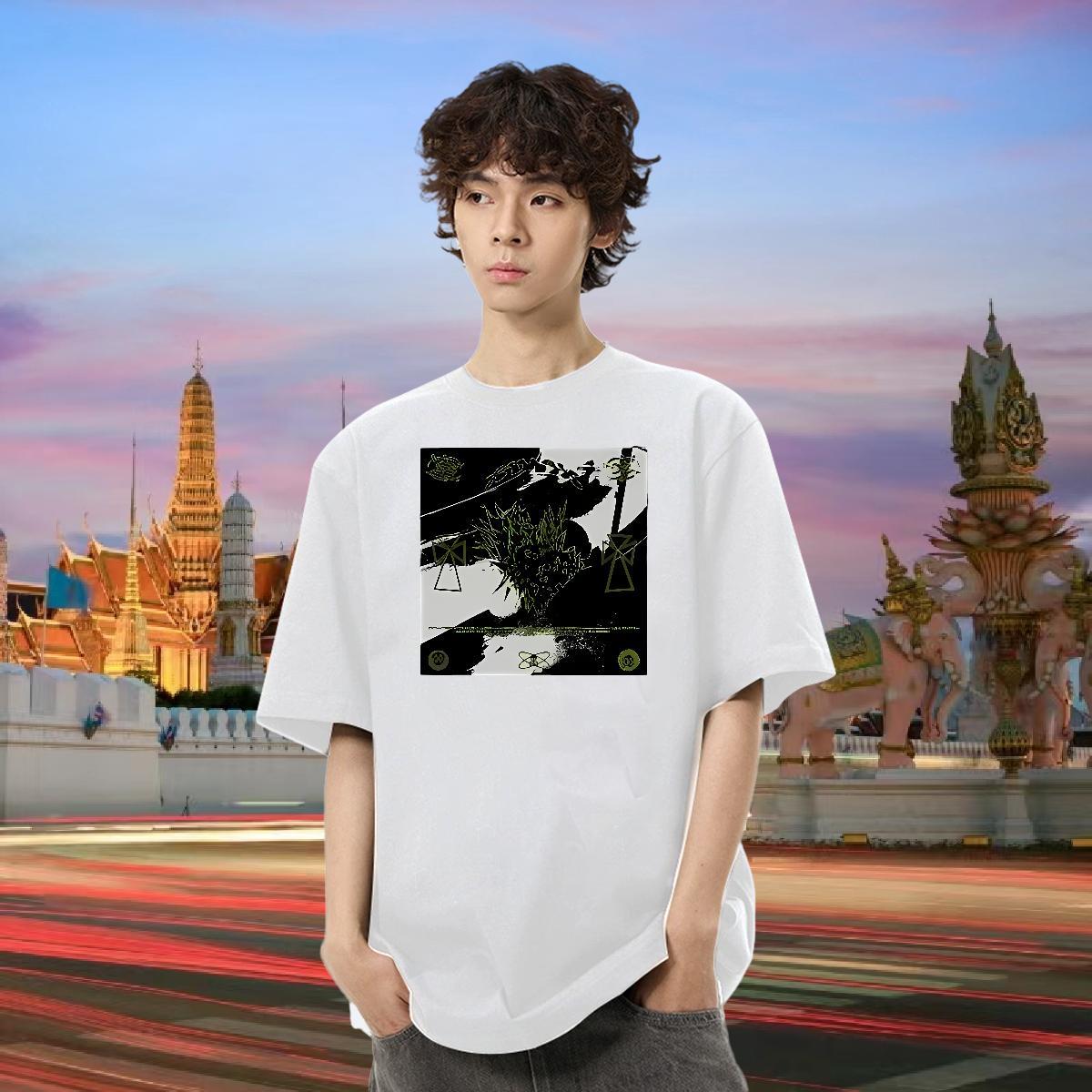 Casual New Mens T Shirts 230g Cotton halloween Casual Daily Wear Tshirts Short Sleeve O-Neck Unisex Men Tshirts Asian Size