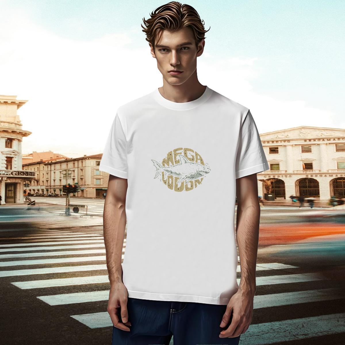Classic Casual Mens T Shirts 100% Cotton 230g fish Anime Printing Street Clothes Breathable Short Sleeve Loose Fit Tshirt for Man Woman Custom Anime
