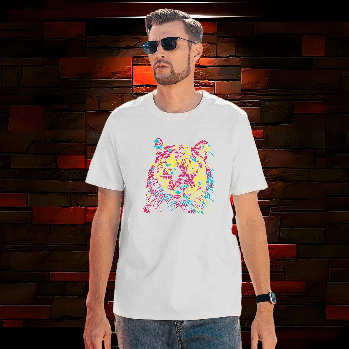 Designer Fashion 230g Pure Cotton T-Shirts for Men tiger Casual Men Tops Tees Polos Breathable Short Sleeve TOP Quality Oversized 4XL