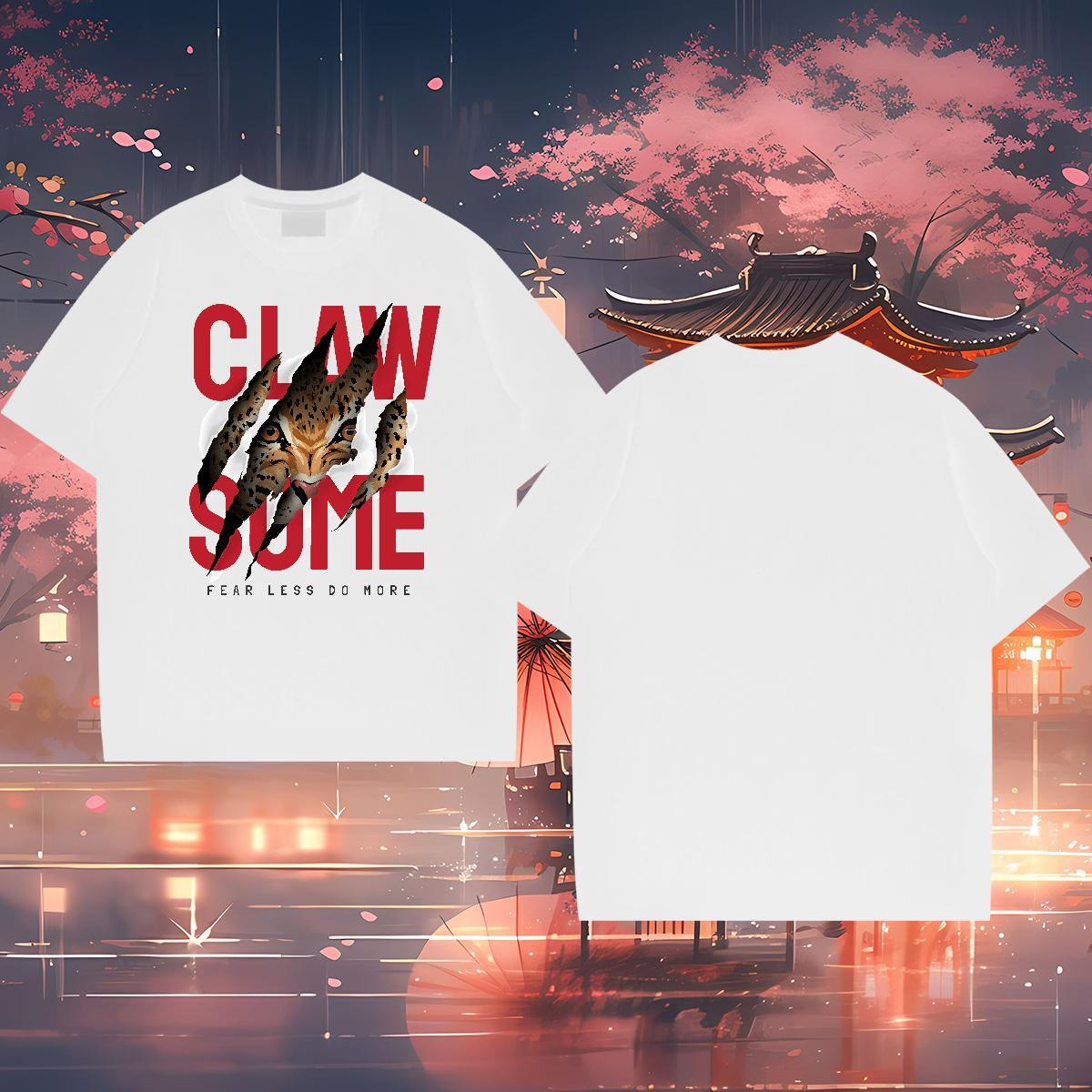 New Mens T Shirts 230g Pure Cotton Outdoor Tees Shirts Breathable Crew Neck Comfortable Men Clothes T-Shirt Floral Print