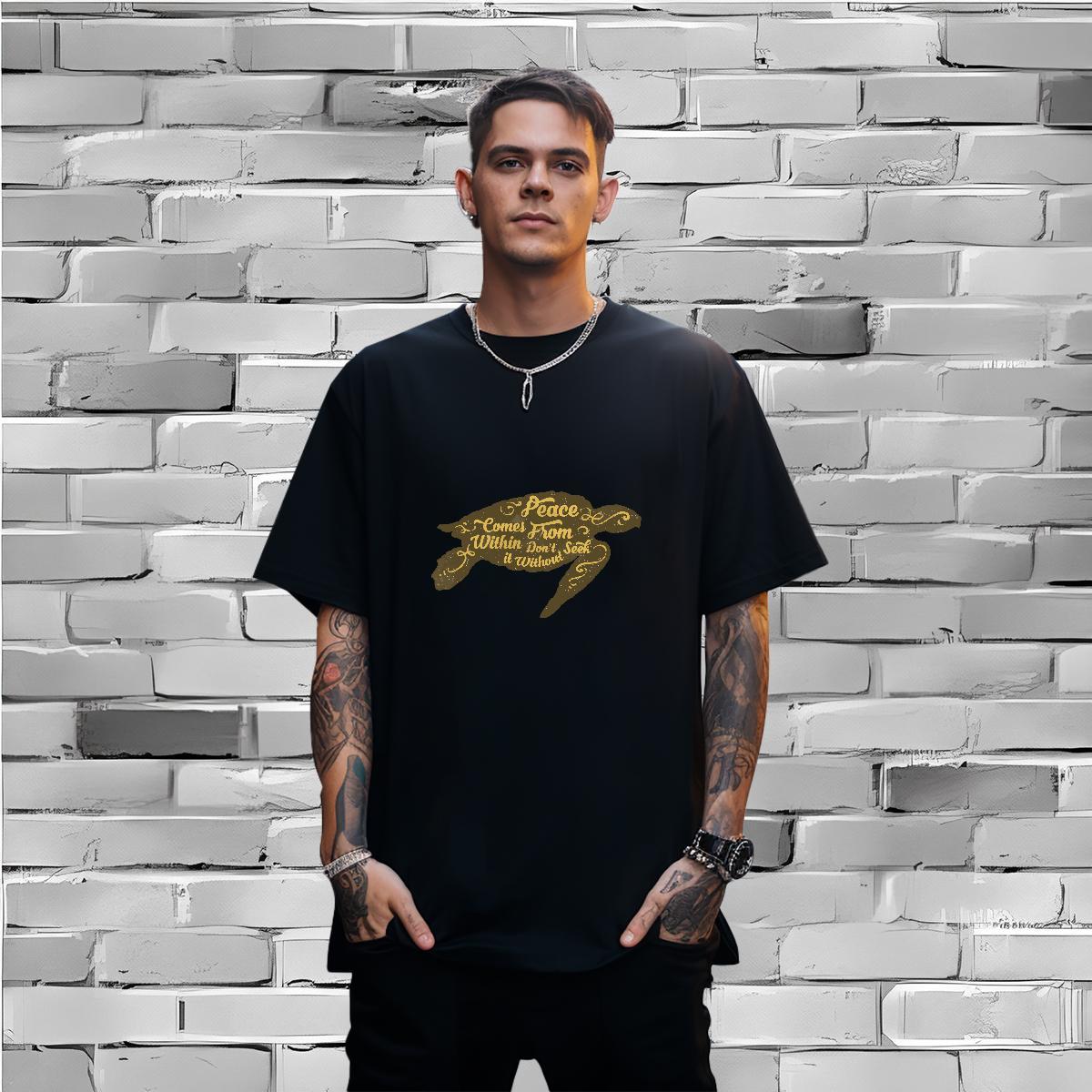 T-Shirts 230g Pure Cotton tortoise Beach Breathable Crew Neck Anime Men Tshirts Classic Casual Brand Tees Shirts