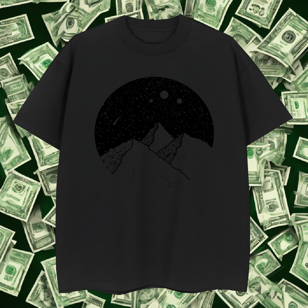 Loose Men Tees 230g Pure Cotton Street Casual mountains Custom Cartoon Breathable Fashion Design T-Shirts for Men Wear