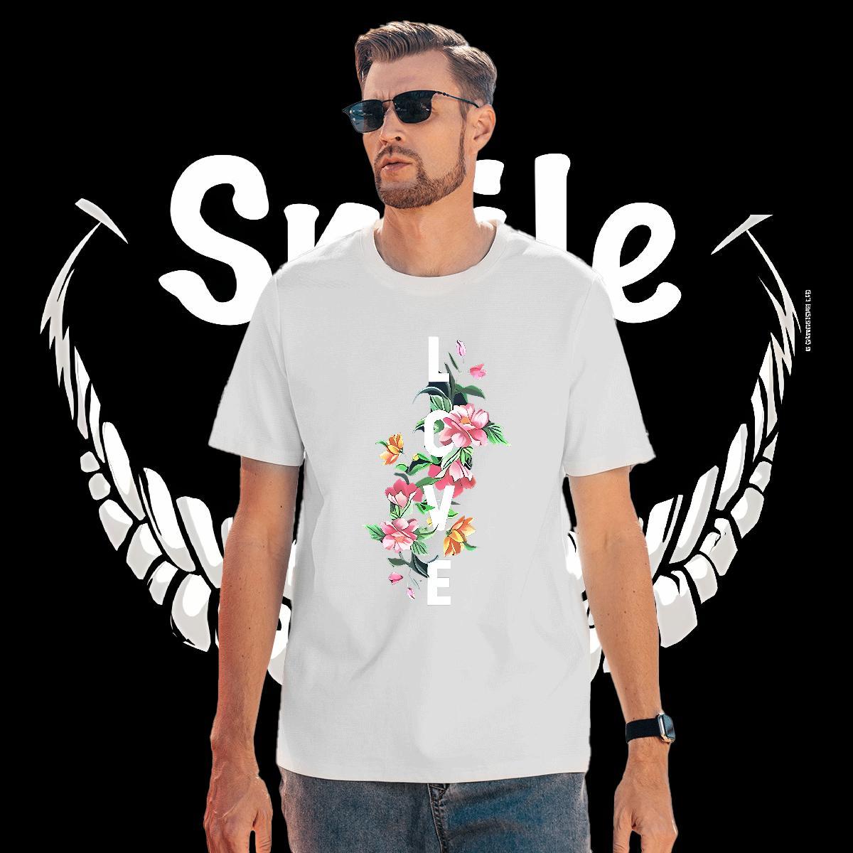 2024 DIY T-Shirts for Men 230g Pure Cotton flower Street Wear Tees Shirts Crew Neck Cool Men Tops Tees Customized Print