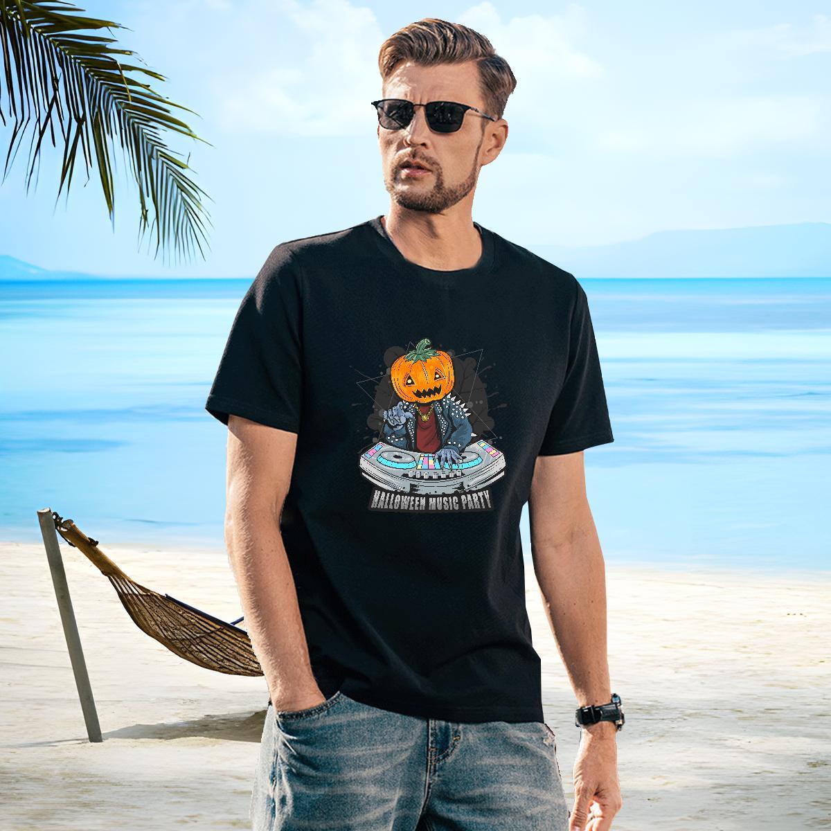 Cool Design Men Clothes T-Shirt 230g Cotton Halloween T-Shirts Daily Outfit Short Sleeve O-Neck Oversized 3XL 4XL New Polos