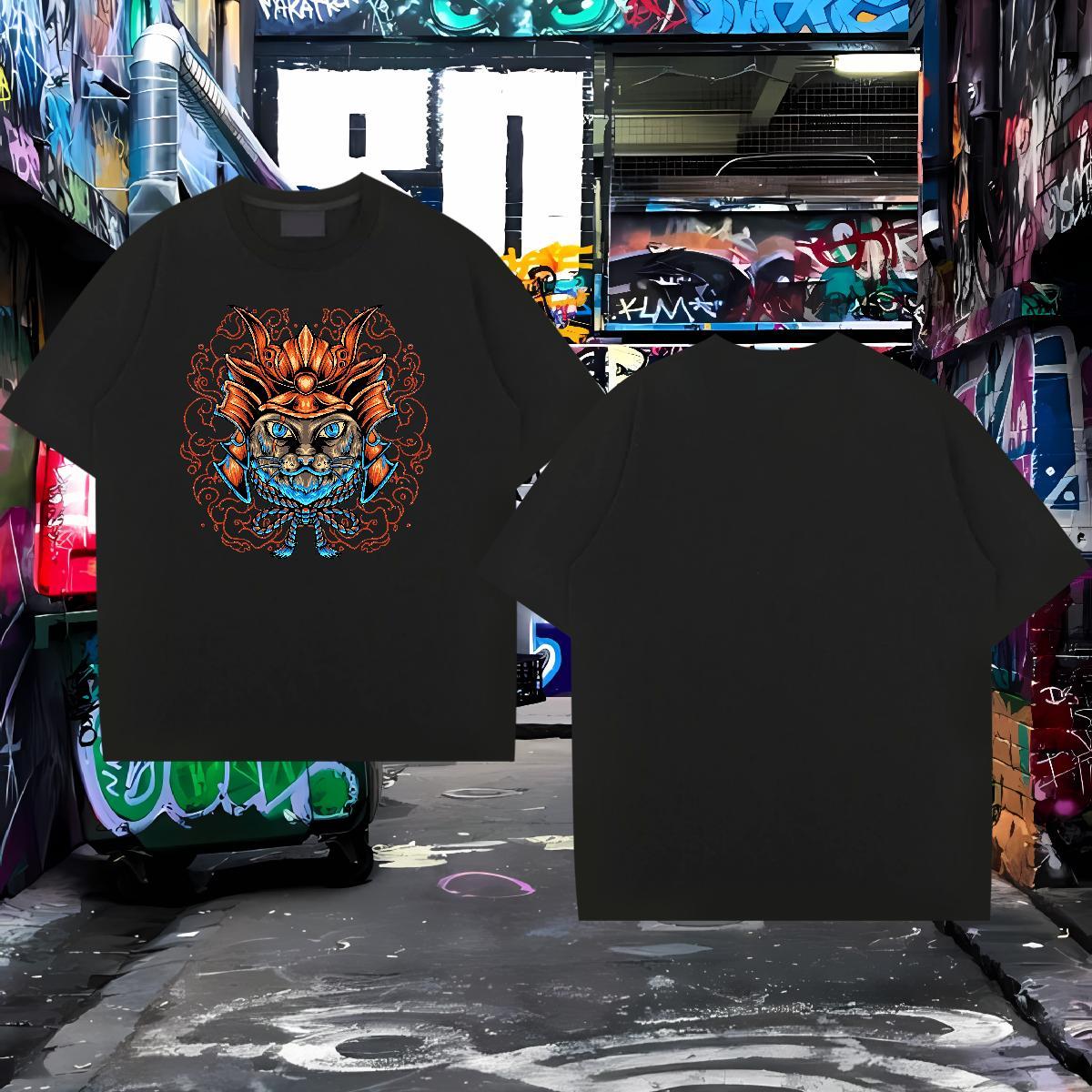 Designer Fashion Mens T Shirts 100% Cotton 230g cat High Street Hip Hop Polos Breathable Soft TOP Quality Mens Tshirts DIY Anime