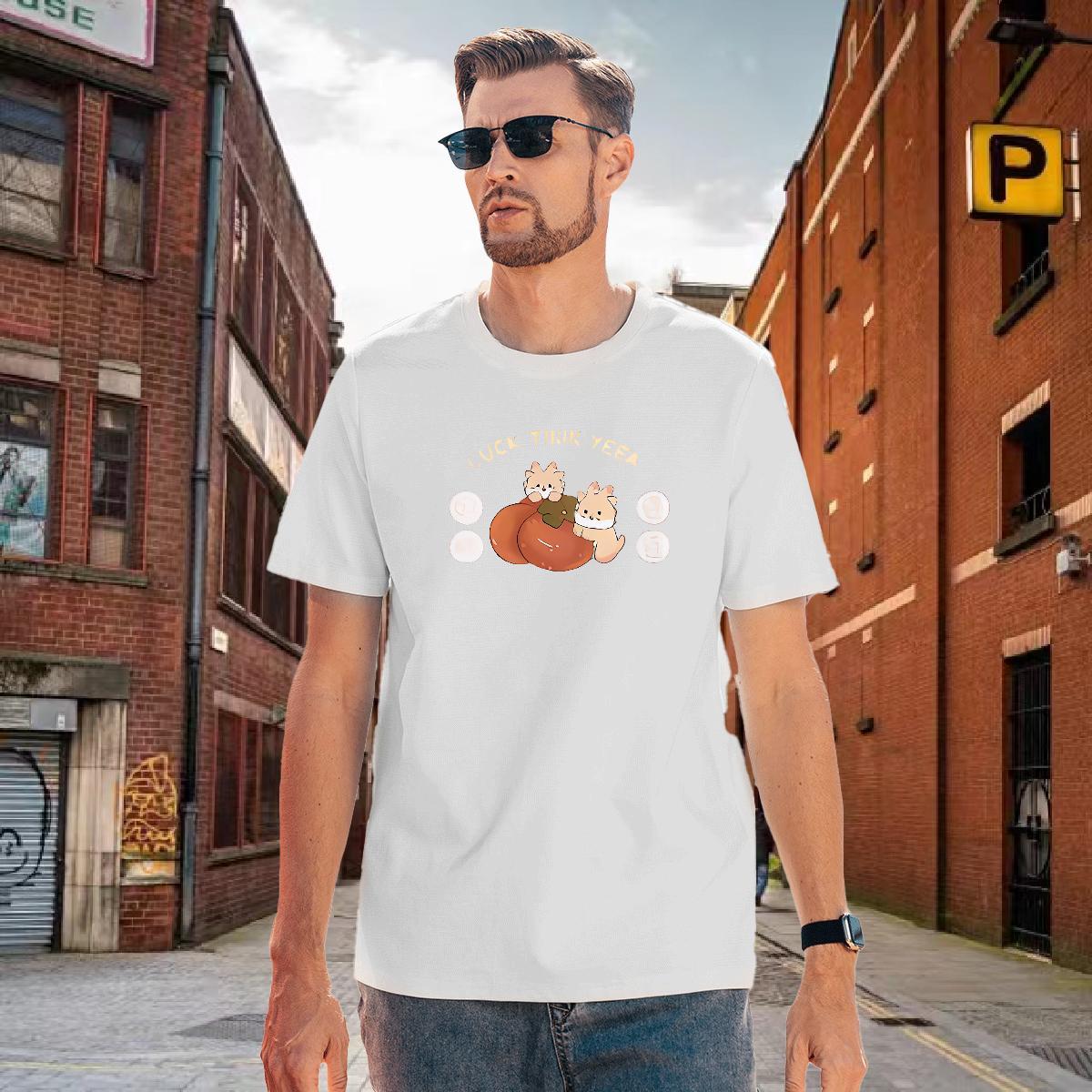 Classic Men Tops Tees 230g Pure Cotton squirrel T-Shirts Home Outdoor Breathable Short Sleeve Black White Casual New Tops Shirt