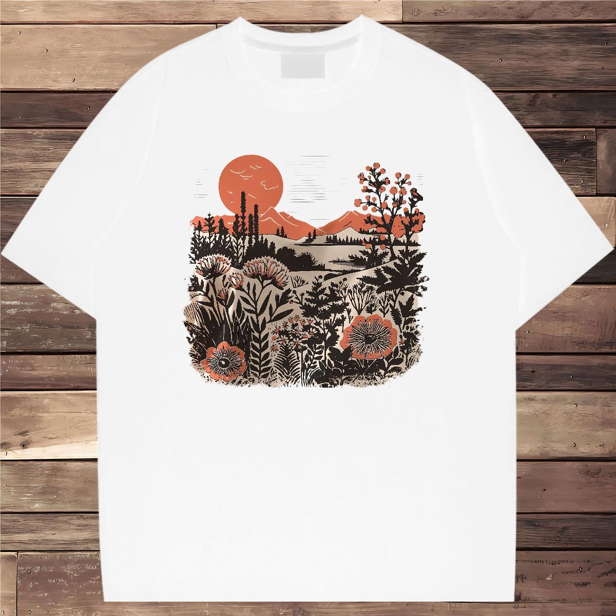 Free Shipping T Shirt For Man 230g 100% Cotton tree Daily Wear Top Tees Crew Neck Cool Men Clothes T-Shirt Asian Size
