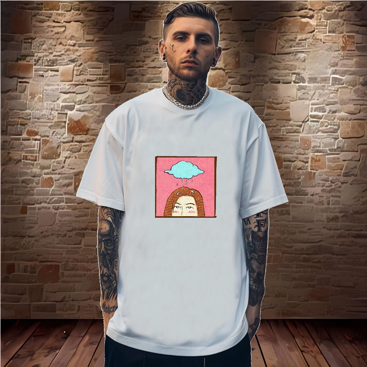 T-Shirts 230g Pure Cotton portrait Home Outdoor Round Neck Short Sleeve Graphic Mens Tshirts DIY Customized High Quality Top Tees