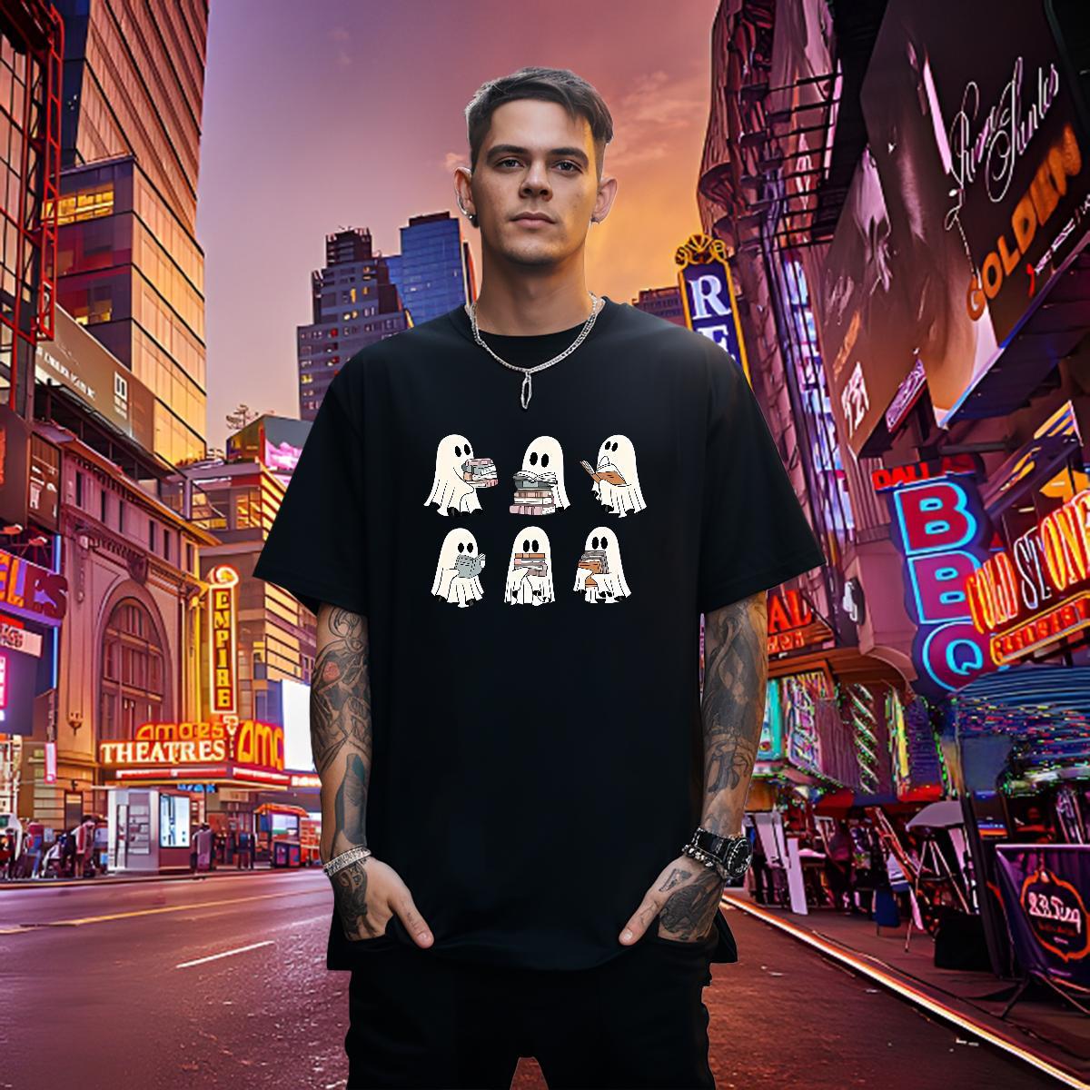 Popular Couples T Shirts 100% Cotton 230g halloween Men T Shirts Street Casual Breathable Short Sleeve DIY Printed Customized Tops