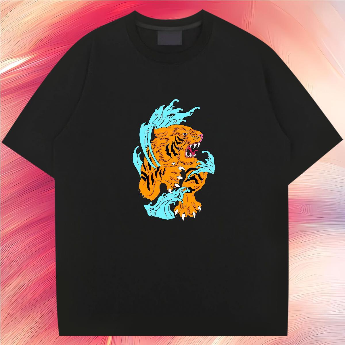 Man T Shirts 100% Cotton 230g tiger Daily Outfit Breathable Short Sleeve Plus Size Custom Men Tops Tees Designer Free Shipping Polos
