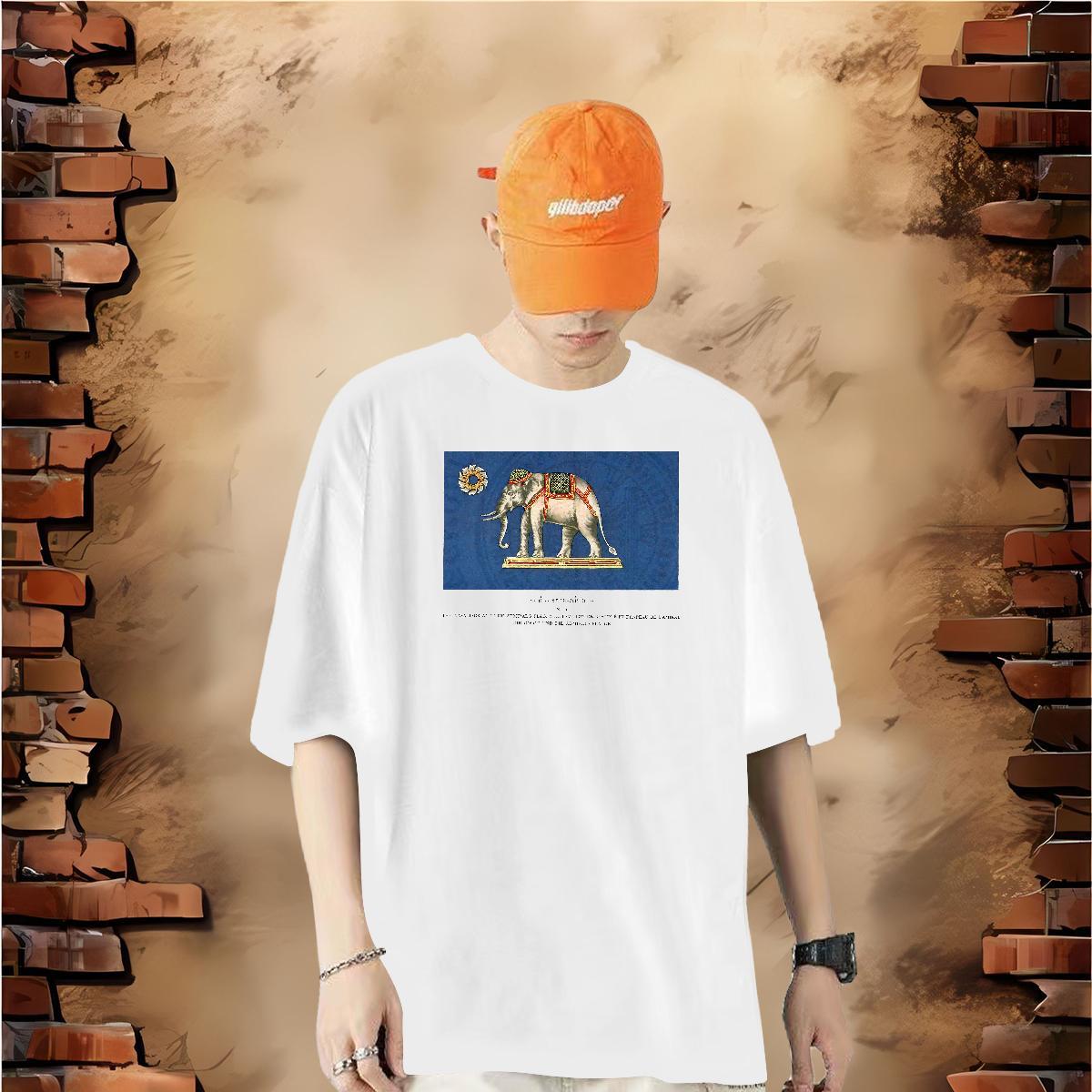 Free Shipping Man T Shirts 230g Pure Cotton elephant Casual Daily Wear Clothes Breathable Soft Designer Men Clothes T-Shirt Anime Print