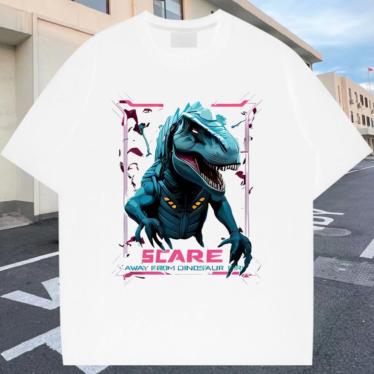 Unisex Tshirts 230g Cotton Hip Hop dinosaur Custom Printing Breathable Soft Casual New Man T Shirts Wear