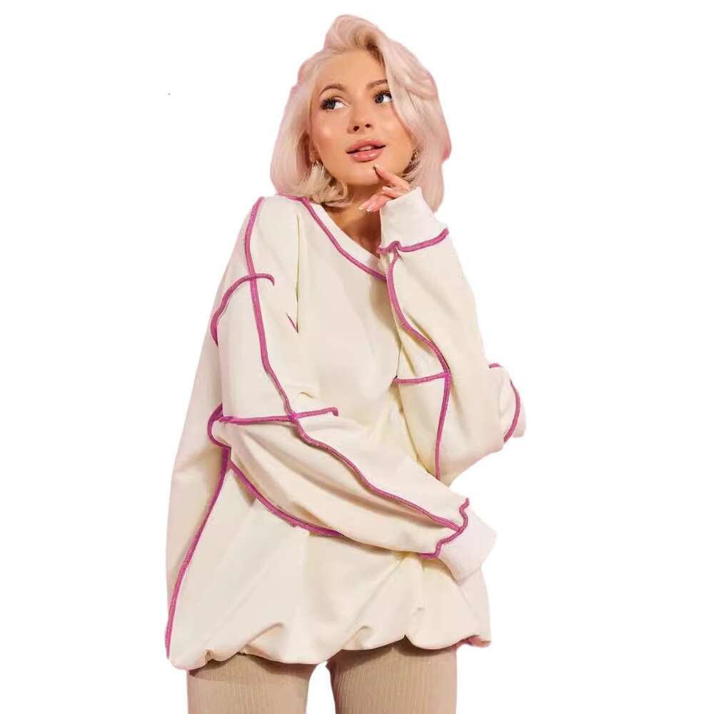 Wind women's clothing 2024 autumn new item reverse stitching contrasting color hoodie for women in Russia