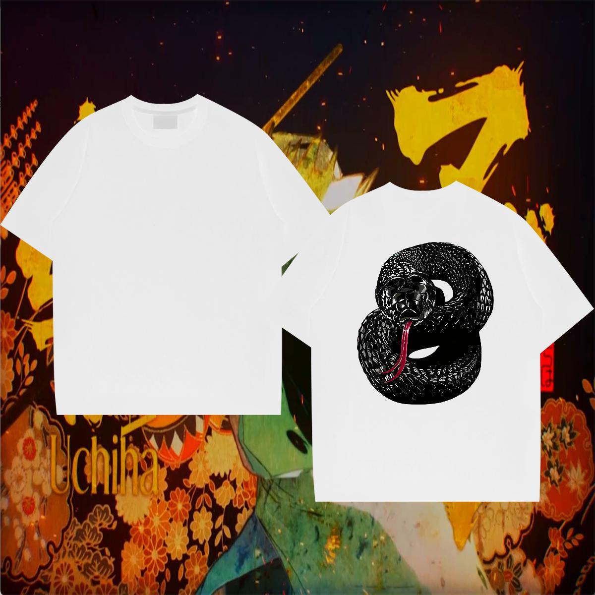 Fashion Casual T Shirts Men 230g Pure Cotton snake High Street Hip Hop Tee Shirt Breathable Crew Neck Loose Tshirt for Man Woman Custom Big Size