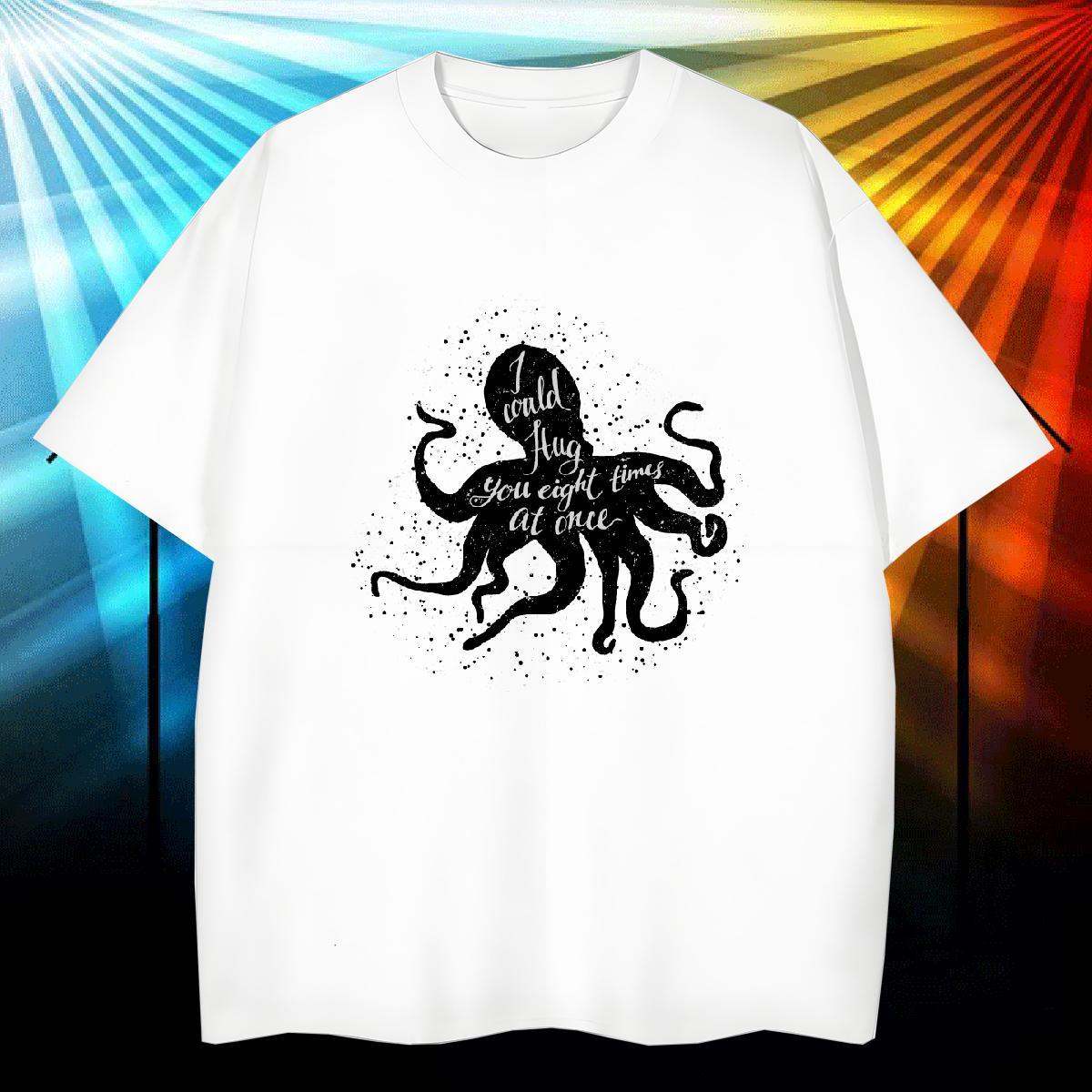 Wholesale T Shirt For Man 100% Cotton 230g octopus Daily Outfit Tops Breathable Short Sleeve Free Shipping Men Tees DIY