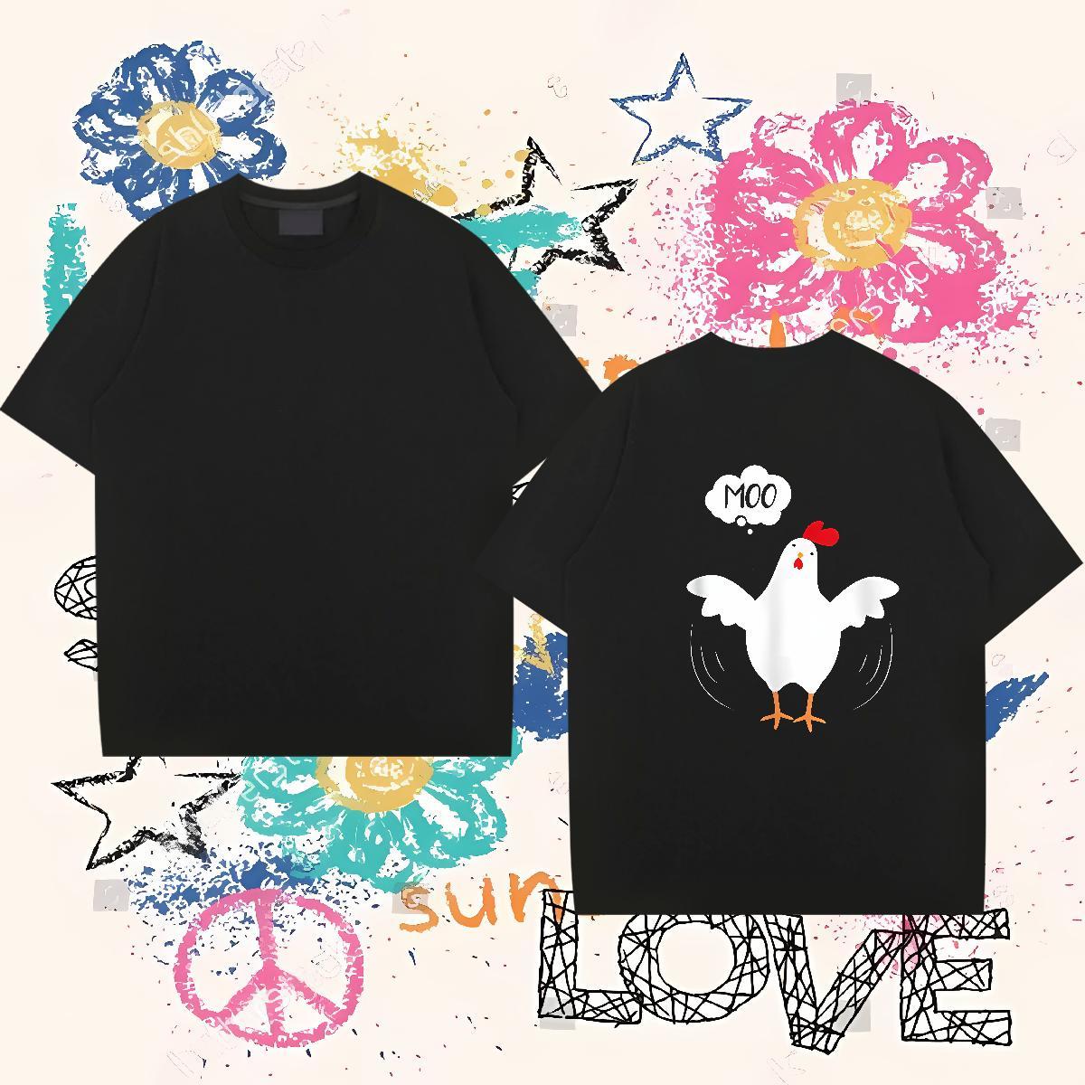 Fashion T-Shirts for Men 100% Cotton 230g chicken Casual Tees O-Neck Short Sleeve Free Shipping Couples T Shirts Oversized 4XL
