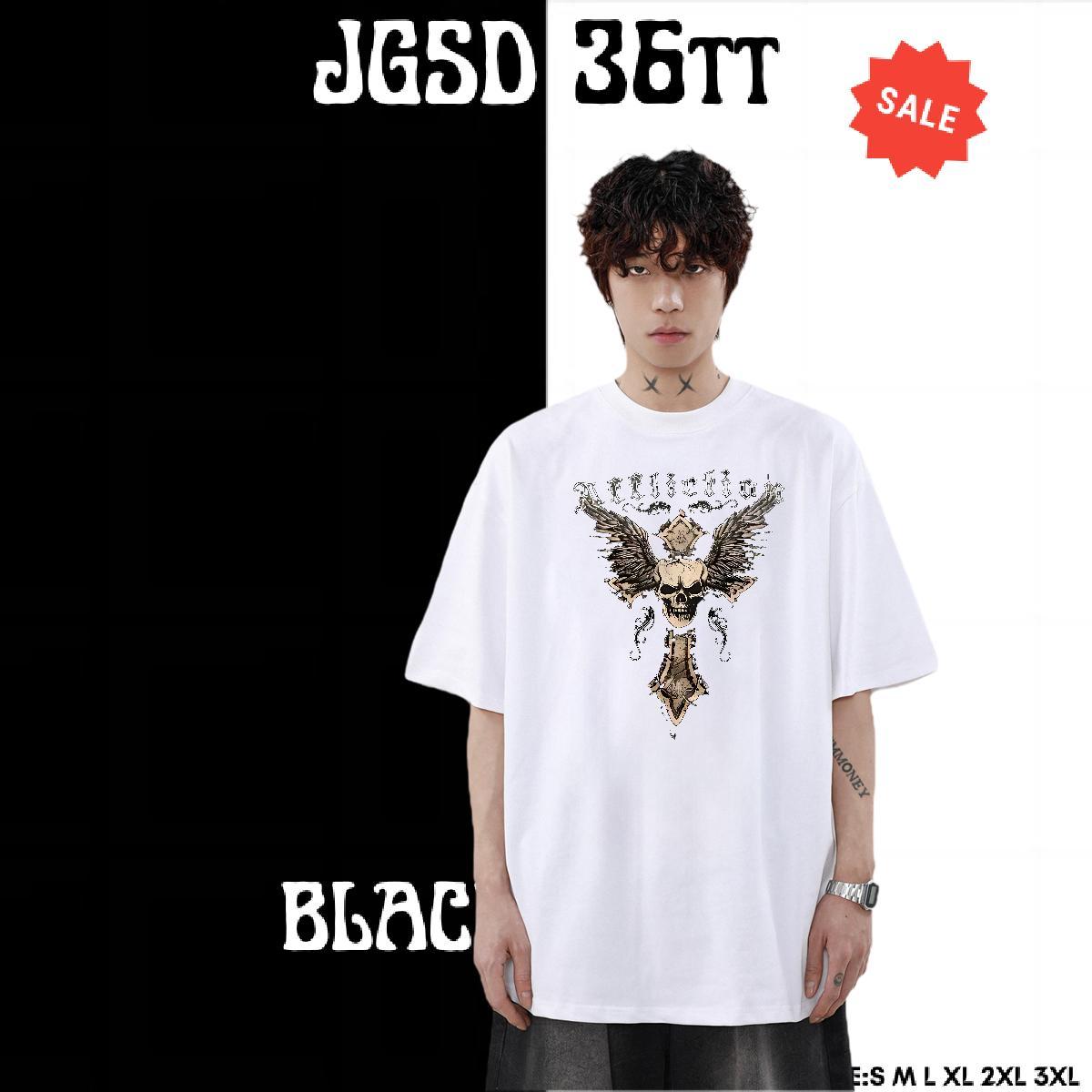 Brand T-Shirts skull Tops Tees 230g 100% Cotton High Street Hip Hop Popular Graphic Breathable Tshirts
