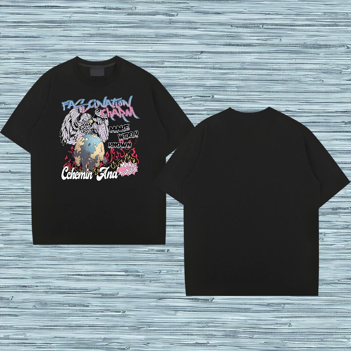 DIY Customized T Shirt For Man 100% Cotton 230g eagle Hip Hop Street Tops Breathable Crew Neck Cool Men Tops Tees DIY Anime