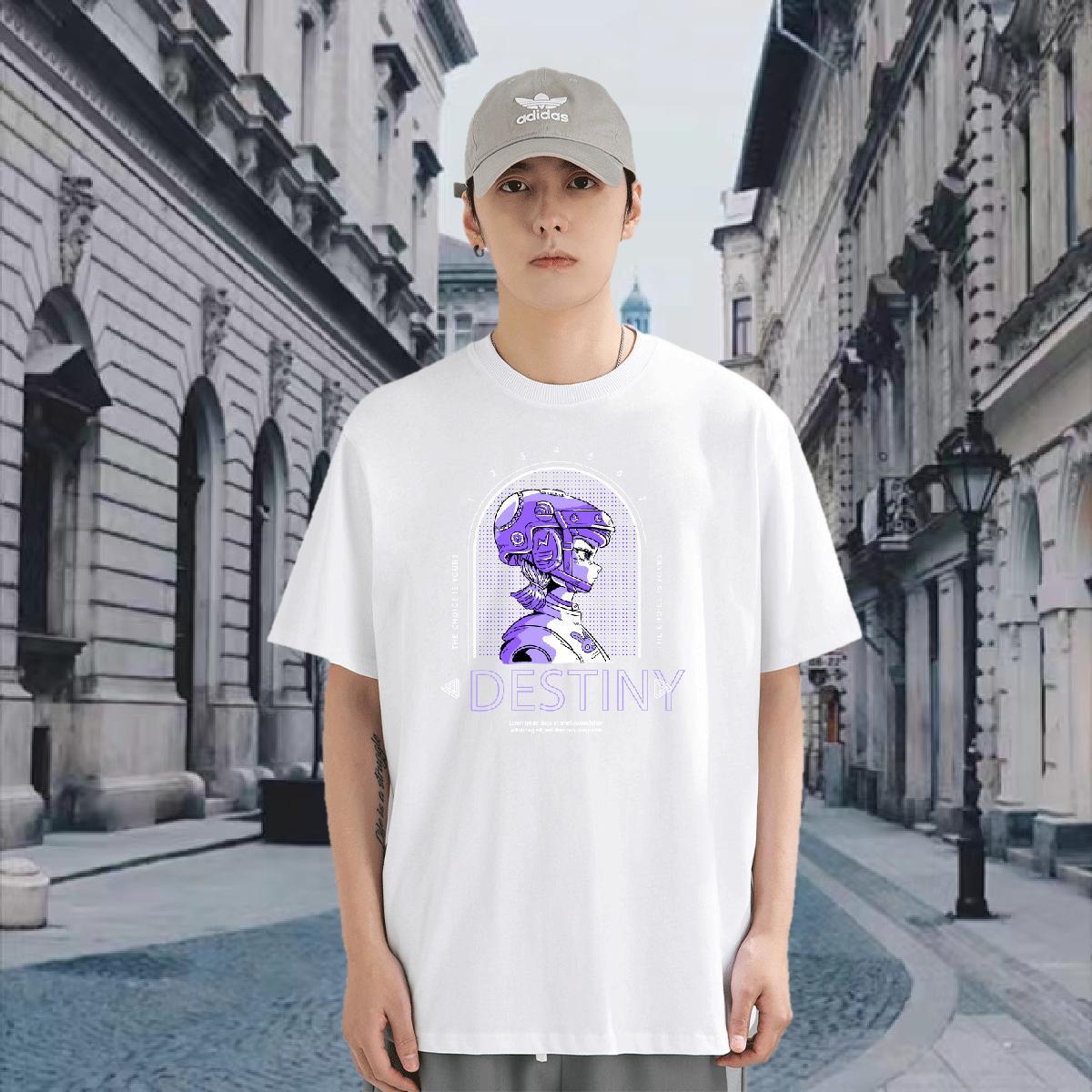 Mens T Shirts 230g Pure Cotton portrait Sports Casual Breathable Floral Print Men Tops Tees New Classic Tshirts