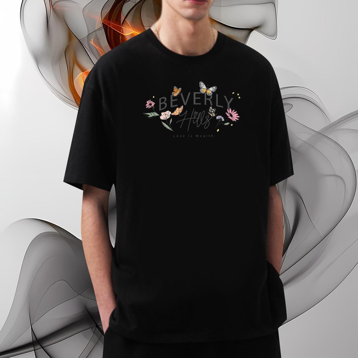 T Shirt For Man 230g Pure Cotton Butterfly Outdoor Breathable Short Sleeve DIY Logo Oversized Mens Tshirts 2024 DIY Cool Design Tees