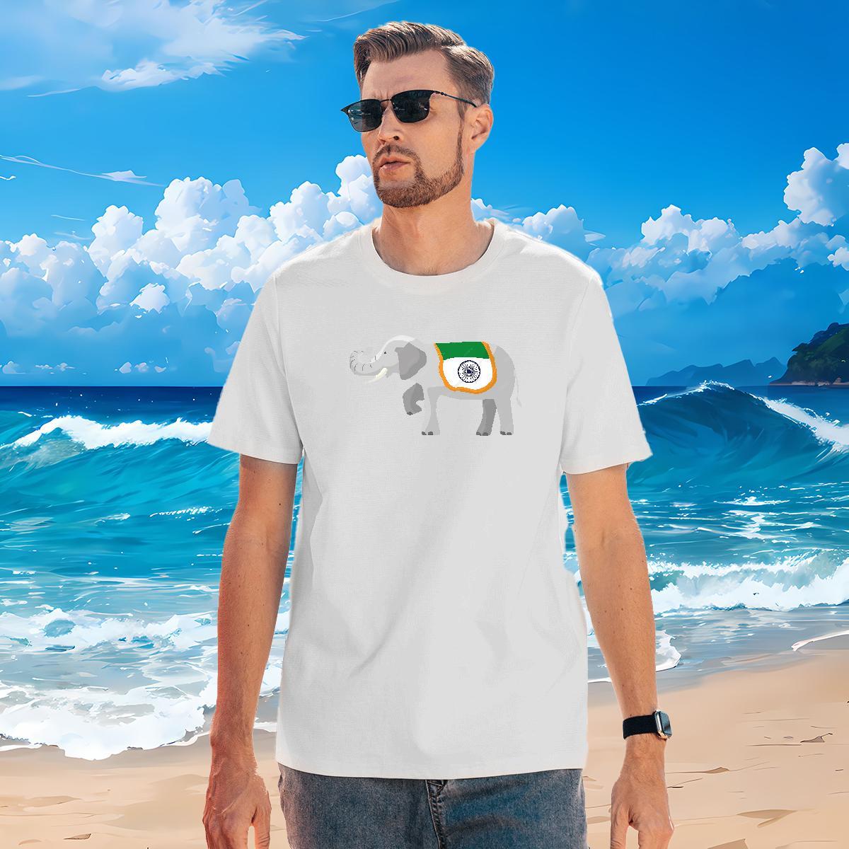 Custom Men T Shirts 100% Cotton 230g elephant Home Outdoor Wear Crew Neck Loose Fit Men Clothes T-Shirt Anime Print