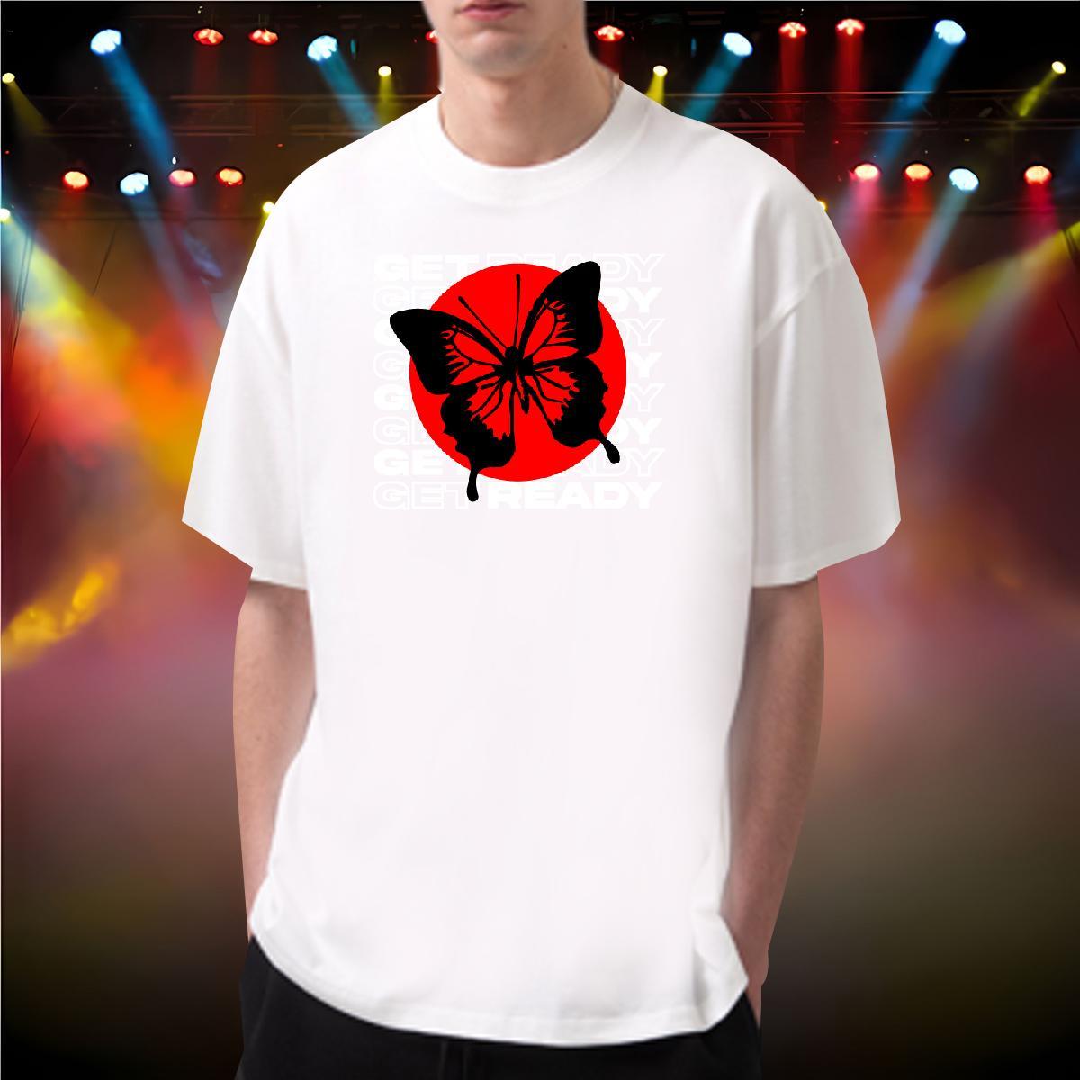 T-Shirts 230g Pure Cotton Butterfly Summer Casual Short Sleeve Soft Cartoon Printing L-4XL Men Clothes T-Shirt Casual New Classic Tops Shirt