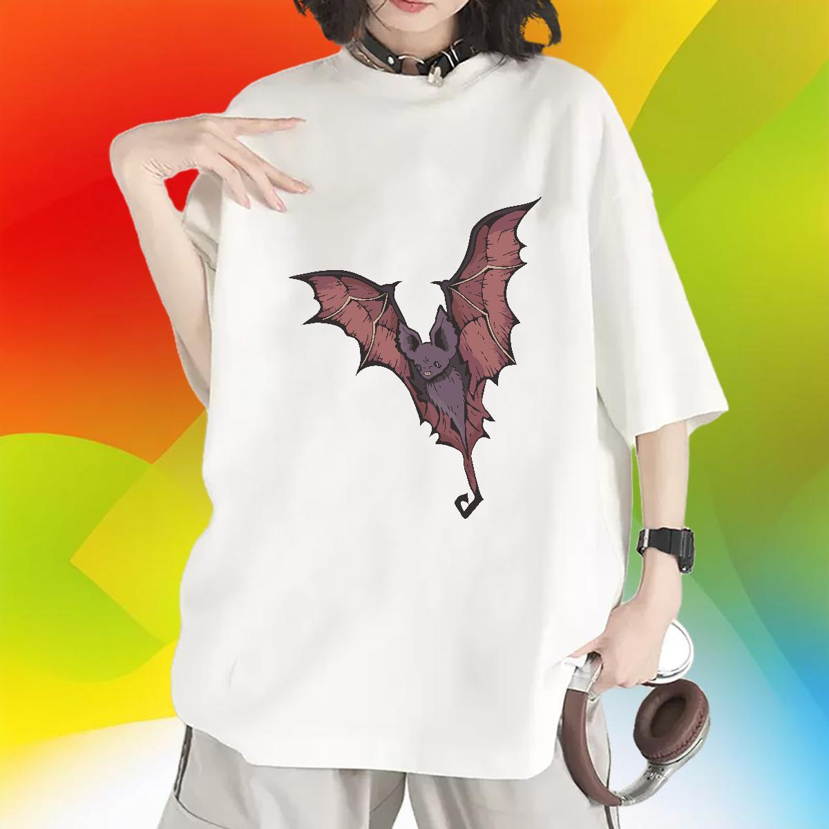 Loose Women T Shirts Breathable Crew Neck Tshirt for Man Woman DIY Anime bat Daily Outfit 100% Cotton 230g 2024 Casual Tops Tees