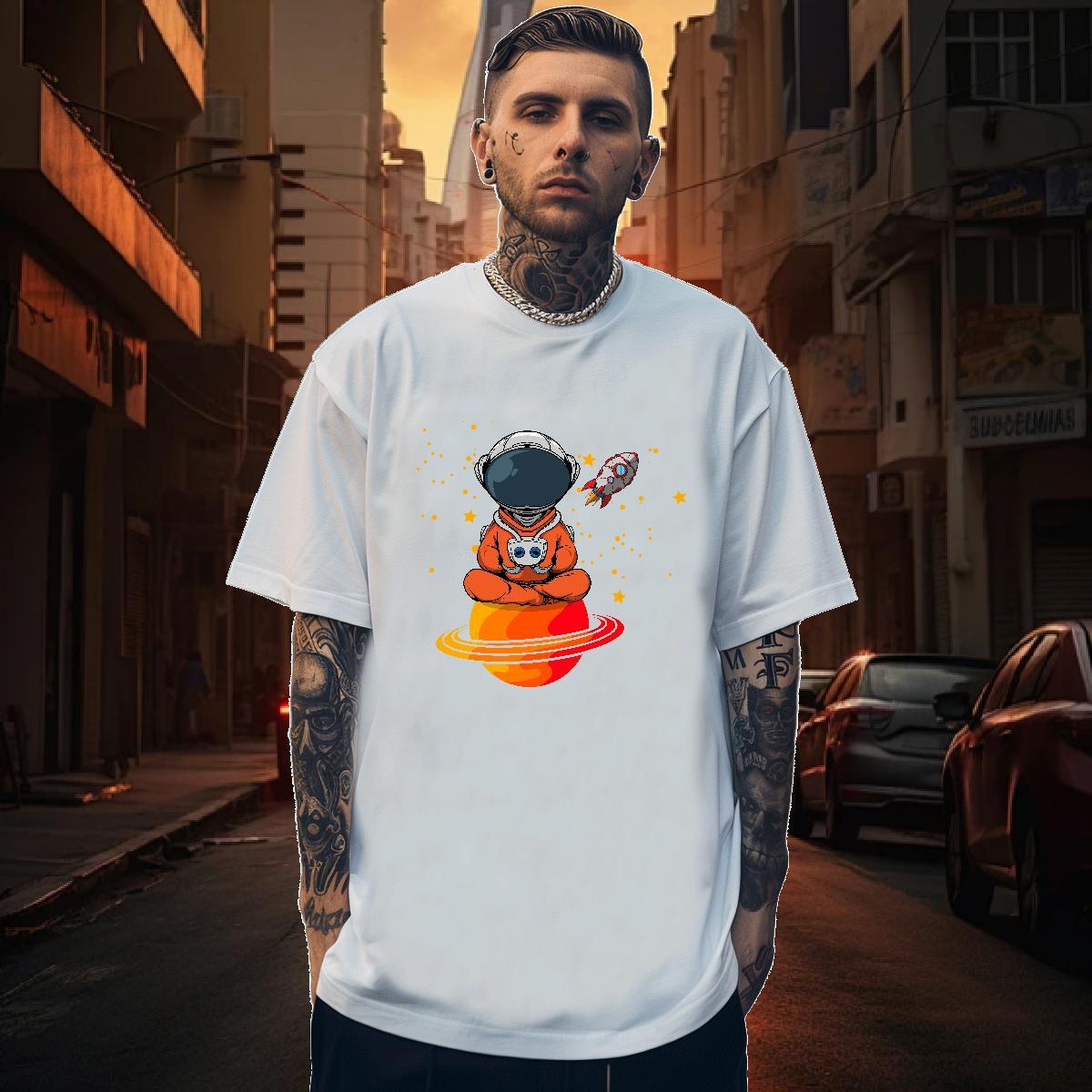 T-Shirts 100% Cotton 230g universe Beach Breathable Crew Neck Black Oversized Tshirt for Man Woman New Designer Popular Tops Tees