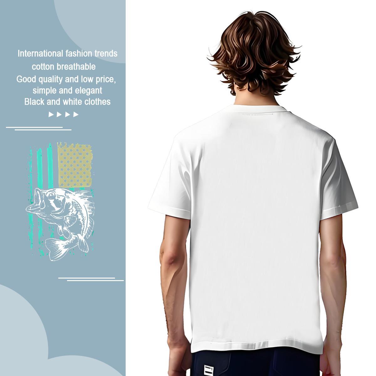 T Shirts Men 230g Cotton fish Daily Outfit Breathable Short Sleeve DIY Anime Mens Tshirts Factory Direct Classic Clothes