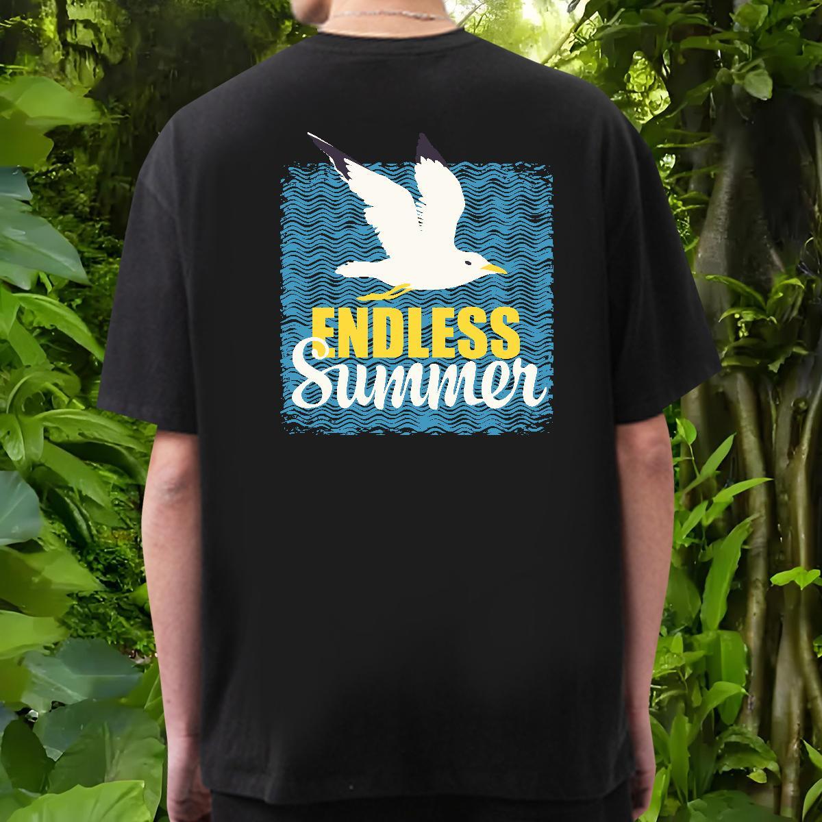 Stylist T Shirt For Man 100% Cotton 230g bird Casual Beach Tees Breathable Crew Neck Brand Men Tshirts Custom Big Size