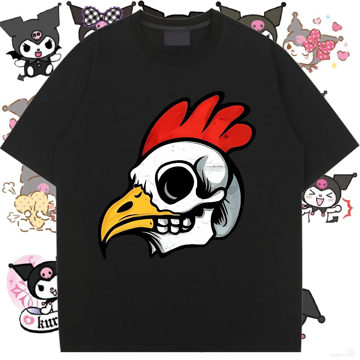 Loose Womens T Shirts Breathable Short Sleeve Woman Tshirt Black Oversized chicken Casual 230g Cotton Designer Wear