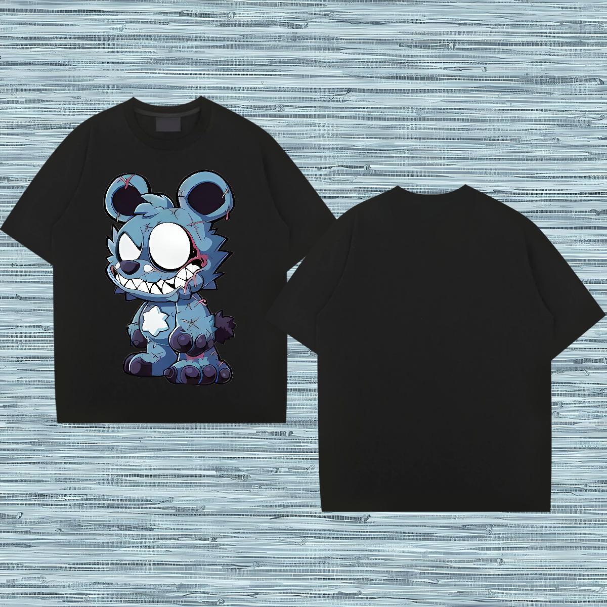 Wholesale T-Shirts 230g 100% Cotton bear Casual Beach Clothings Breathable Crew Neck Soft Couples T Shirts Customized