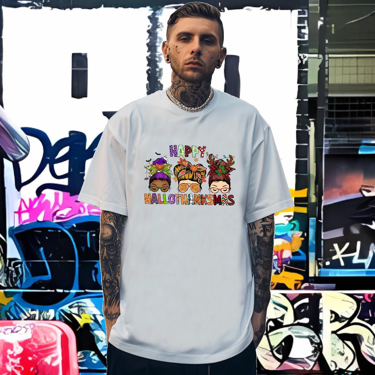 Men T Shirts 230g Pure Cotton halloween Sport Breathable Short Sleeve DIY Anime Tshirt for Man Woman Classic Casual Comfortable Wear