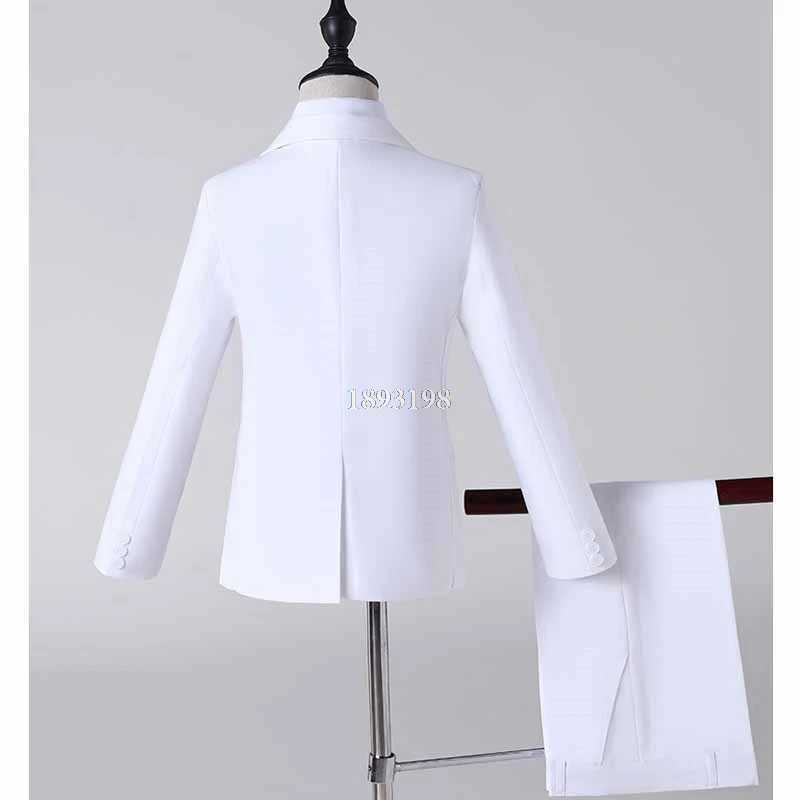 Suits Child White Formal 3pcs Suit Set Flower Boys Wedding Party Baptism Host Dress Costume Kids Blazer Pants Vest/shirt Clothes Set