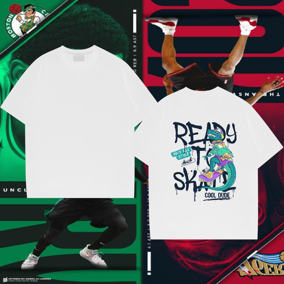 Soft Men Tshirts 230g Pure Cotton dinosaur T-Shirts Street Breathable Crew Neck Asian Size 2024 New Tees