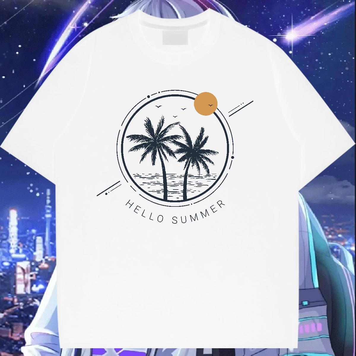 5A Women T Shirts O-Neck Short Sleeve Women Tees Skull sun Hip Hop Street 100% Cotton 230g Casual New Tee Shirt