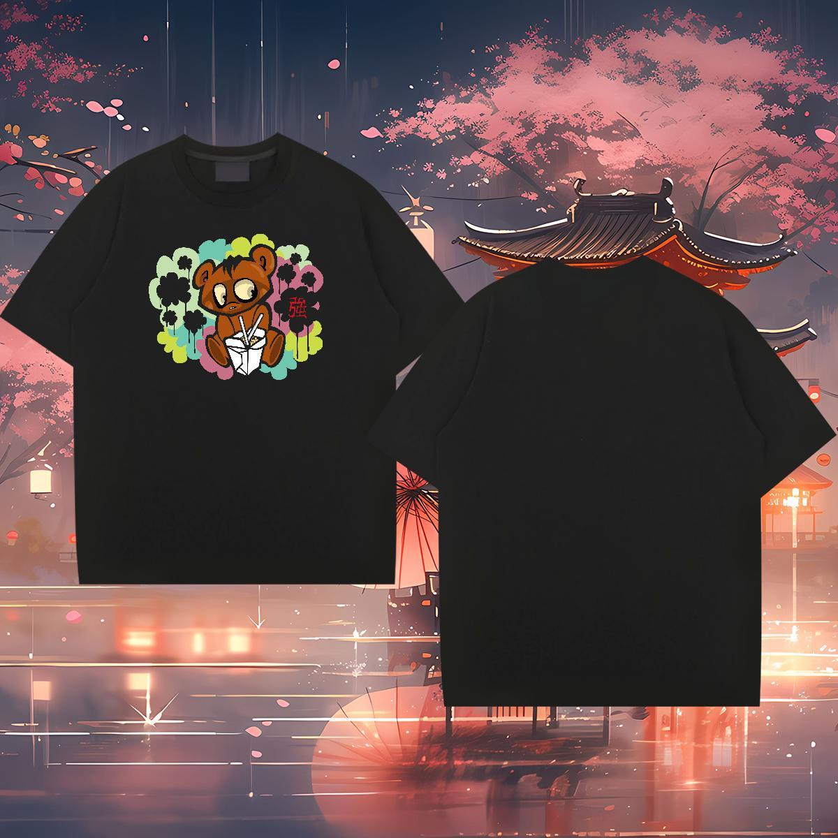 2024 DIY Men T Shirts 230g 100% Cotton bear Spring Summer Tops Crew Neck Loose Men Tees DIY Printed