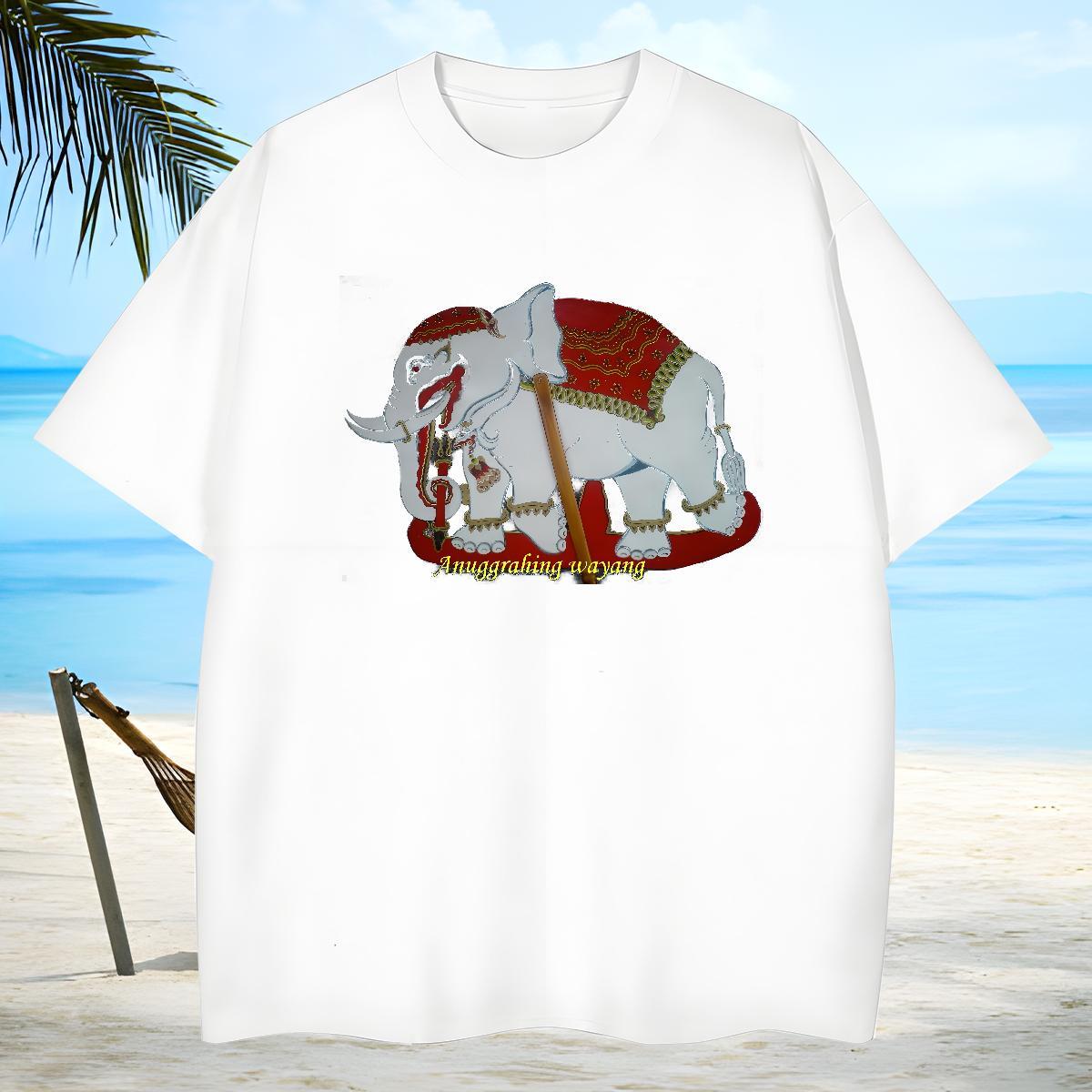 Loose Couples T Shirts 230g 100% Cotton elephant T-Shirts for Men Hip Hop Short Sleeve Soft Anime 2024 Summer Top Tees