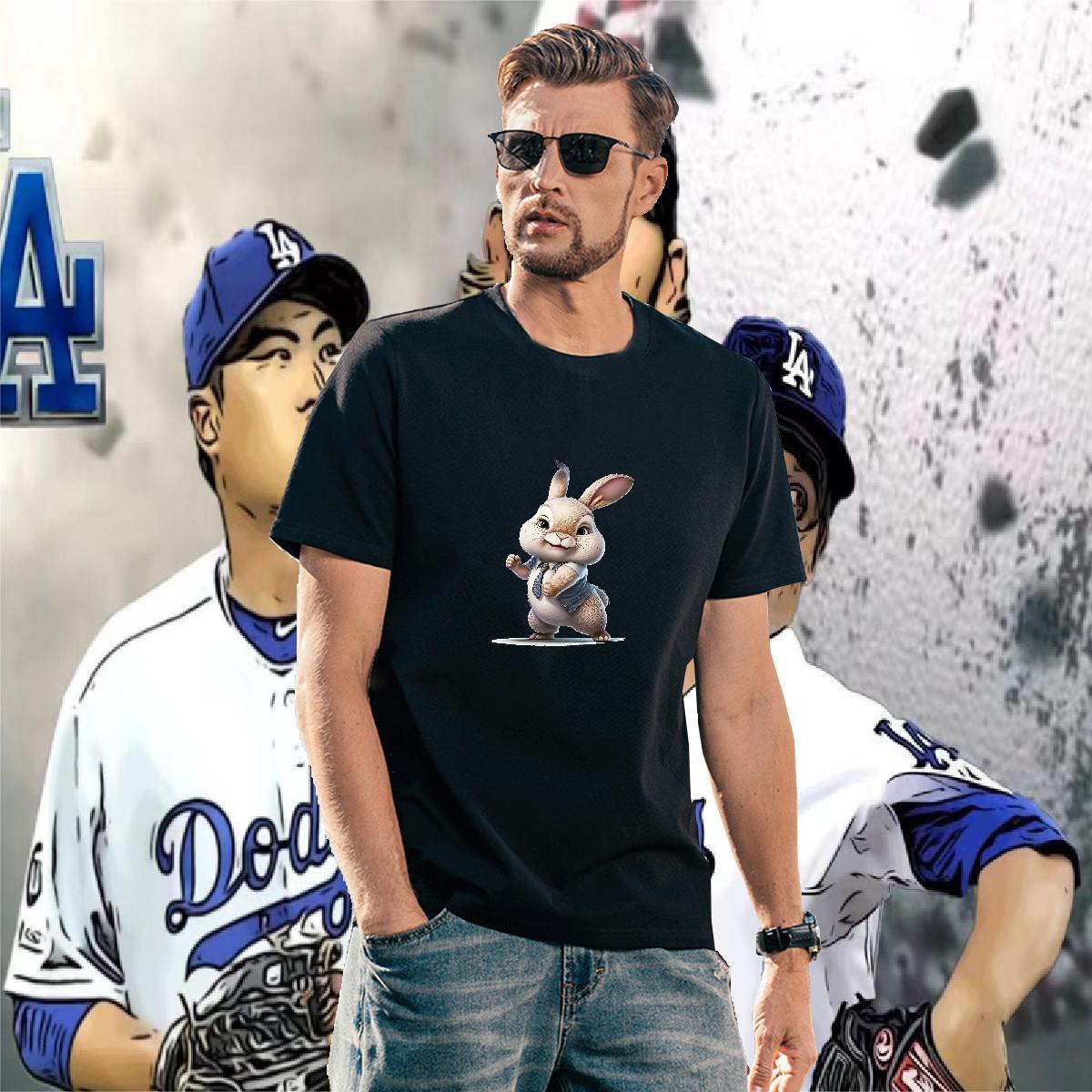 T-Shirts 230g Cotton rabbit Street wear Hip Hop Breathable Short Sleeve DIY Logo Oversized Tshirts Free Shipping High Quality Polos