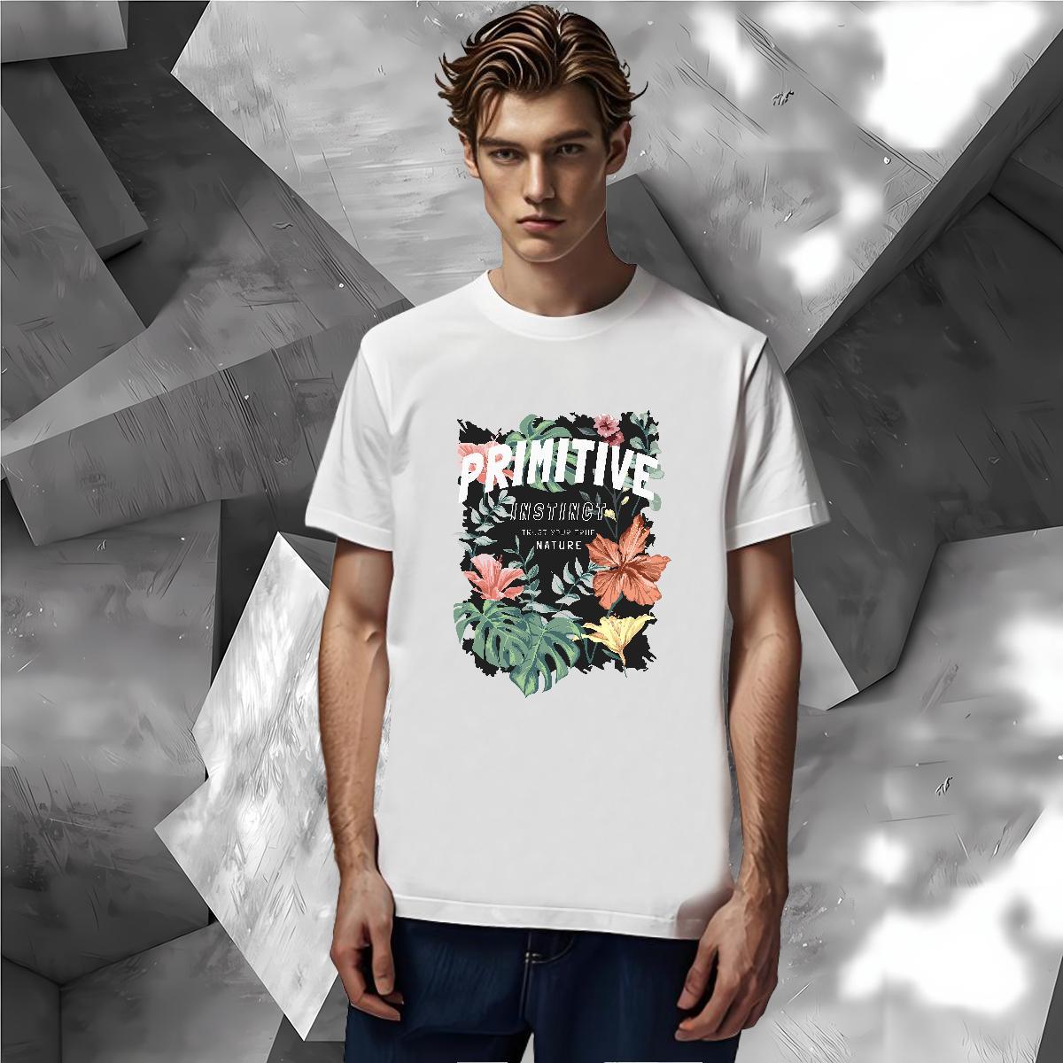 Fashion Design Mens T Shirts 230g Cotton flower Daily Outfit Tshirts Breathable Short Sleeve Brand Couples T Shirts White Plus Size