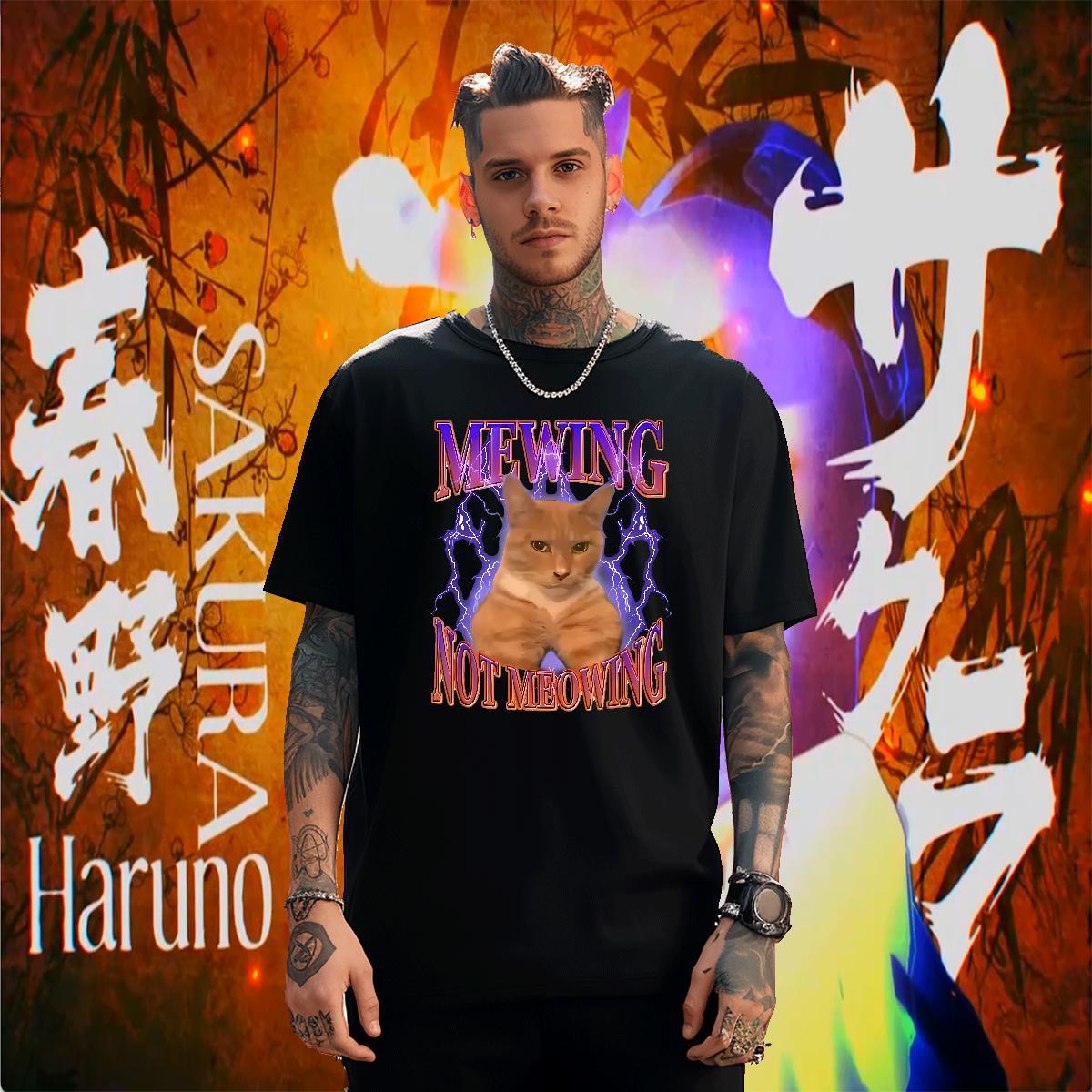 T Shirts Men 100% Cotton 230g cat Daily Outfit Breathable Short Sleeve Cartoon Print Men Tees New Arrival Comfortable Tshirts