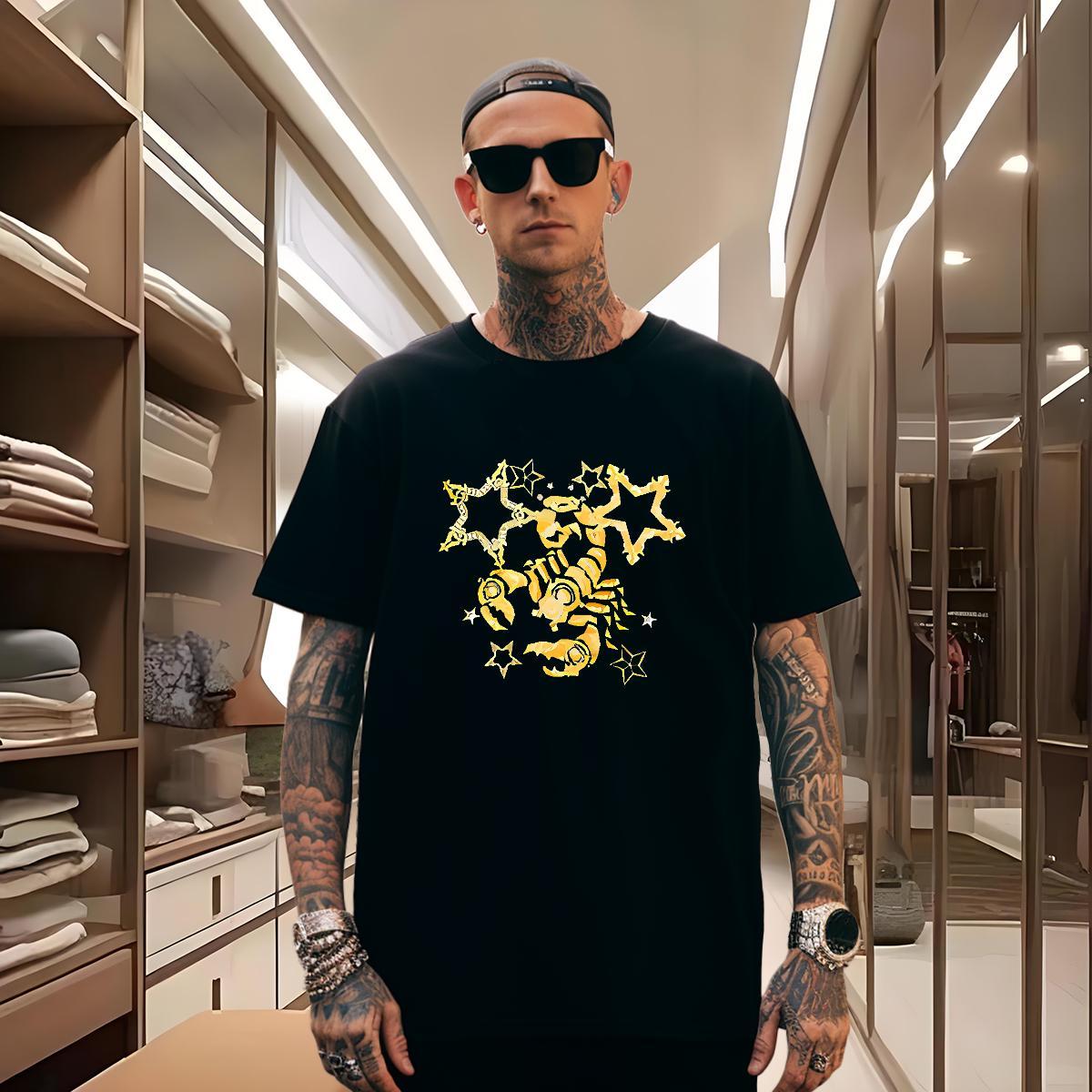 Men T Shirts 230g 100% Cotton scorpion Street Wear Round Neck Short Sleeve Customized Men Tops Tees Designer Fashion Loose Fit Clothings