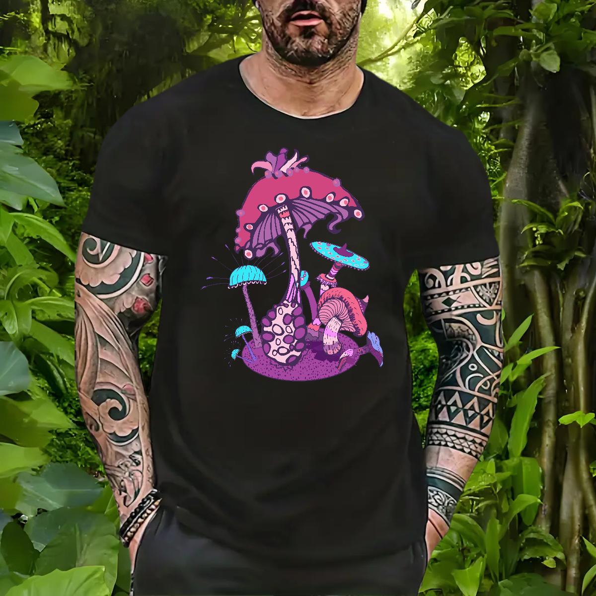 Fashion New T shirt 230g Pure Cotton mushroom Anime Printing Street Tops Tees Breathable Short Sleeve Wholesale Tshirt for Man Woman White Plus Size