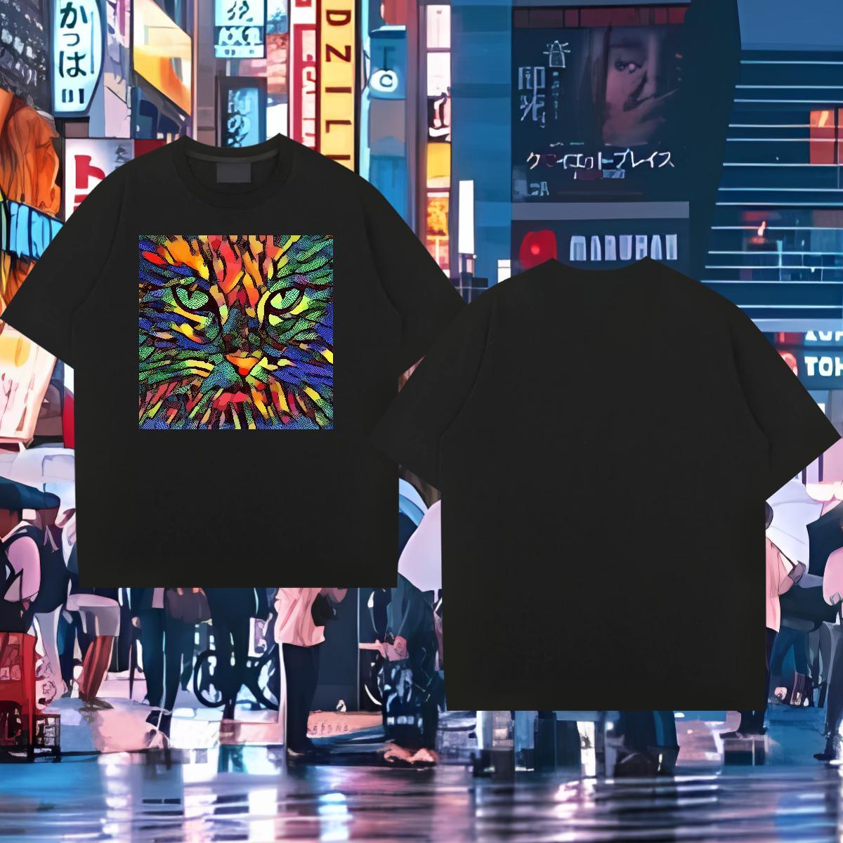 Designer Fashion T Shirts Men 230g Cotton cat Sports Casual Clothings O-Neck Short Sleeve TOP Quality Tshirts DIY