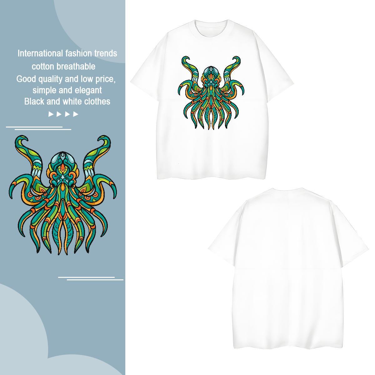 T-Shirts 230g Cotton octopus Casual Short Sleeve Soft Black White Mens Tshirts Designer Fashion Wholesale Tees