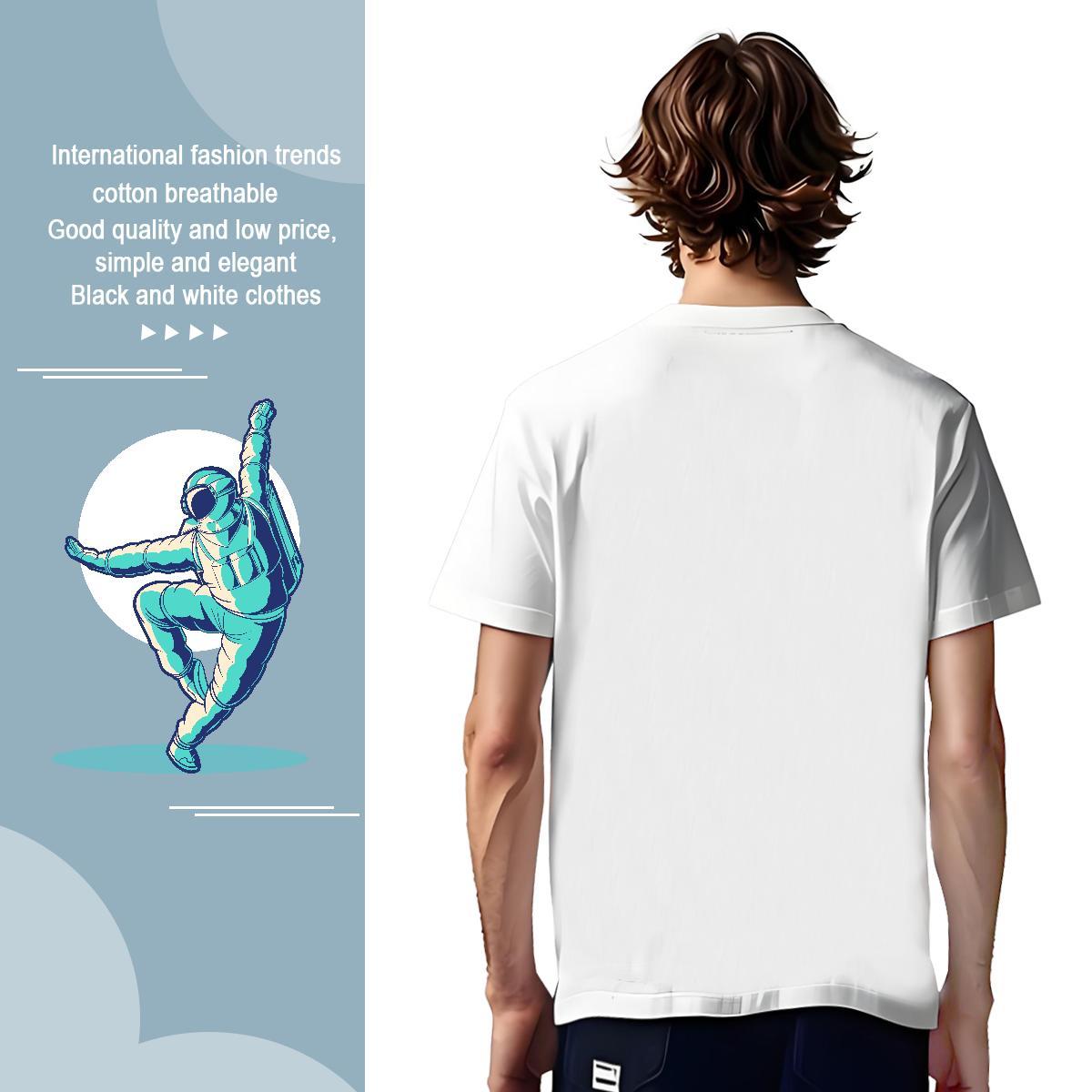 T-Shirts 230g Cotton cosmonaut Street Wear Breathable Crew Neck DIY Printed Mens Tshirts 2024 Designer Loose Fit Tees Shirts