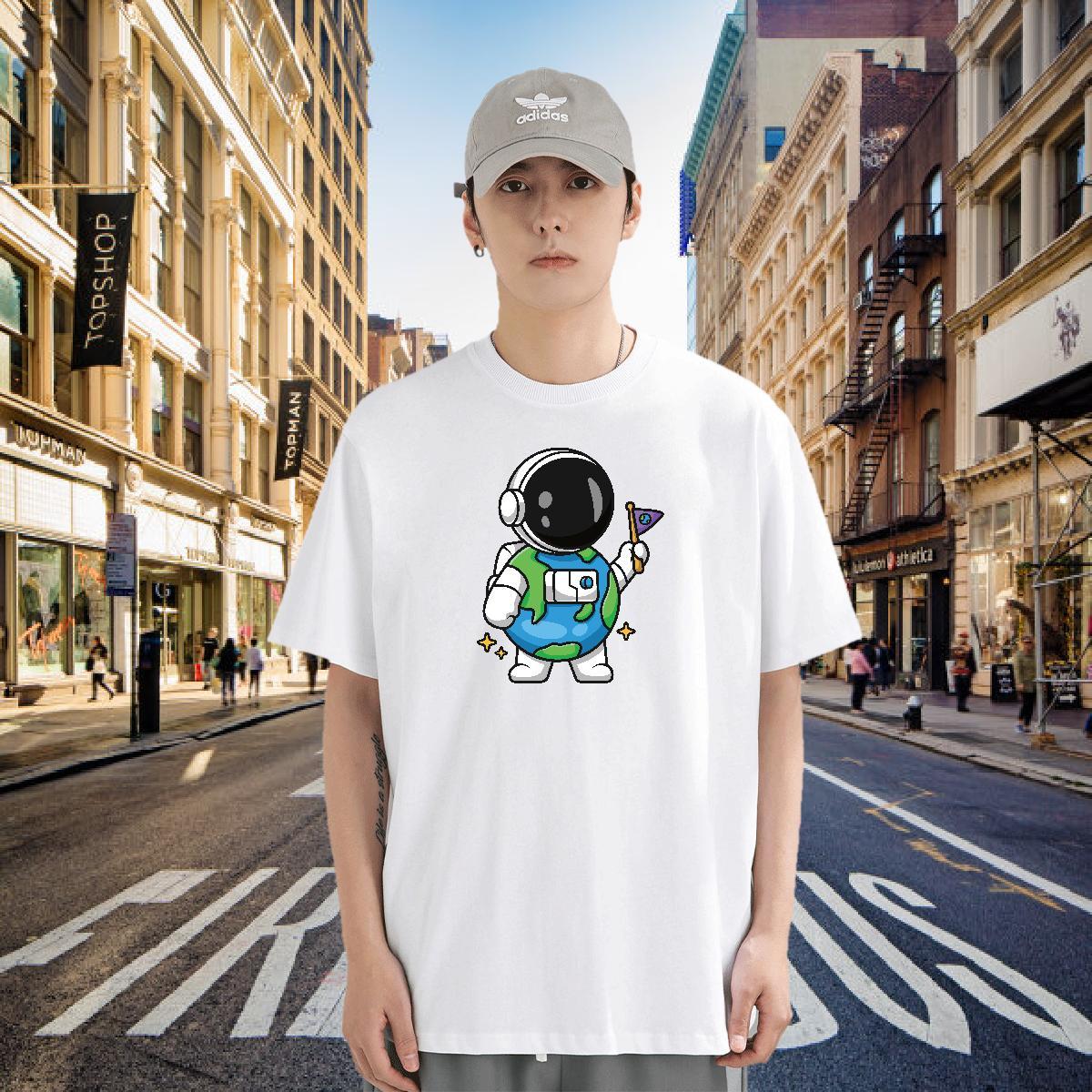Man T Shirts 230g 100% Cotton cosmonaut Daily Outfit Crew Neck Plus Size Custom Couples T Shirts Designer Fashion Soft Clothings